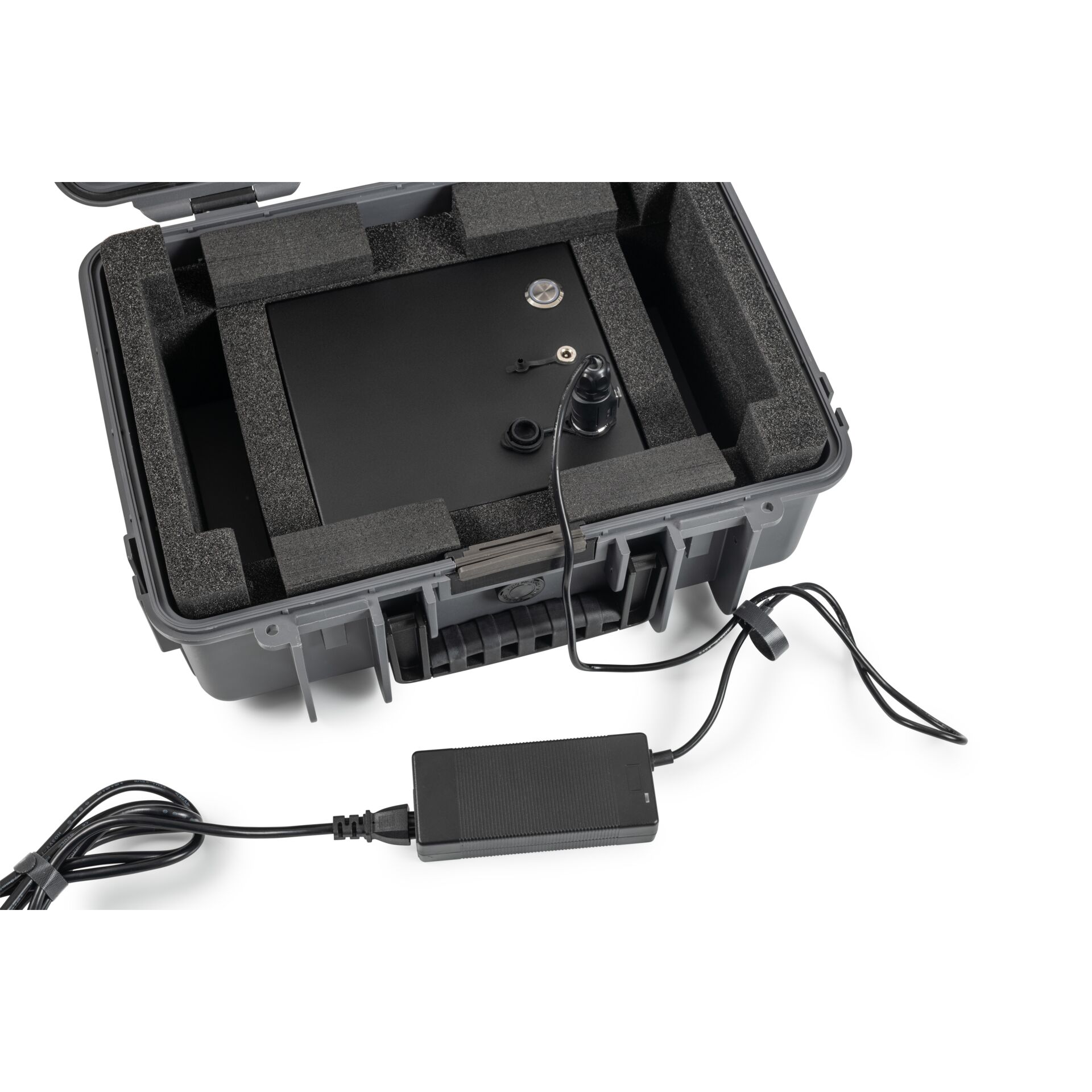 harter fall, Schaumstoffpolsterung, Netzadapter, Kabel, Ausrüstungsschale