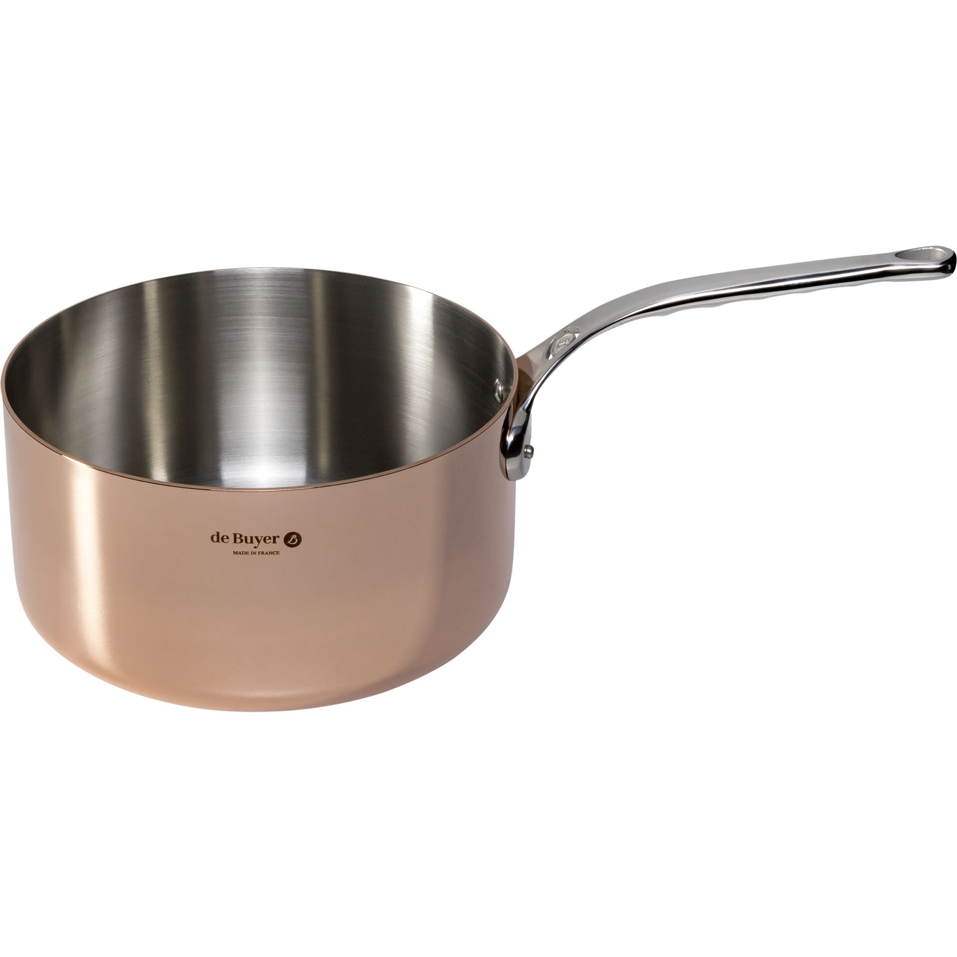 De Buyer Prima Matera Kasserolle Kupfer/Edelstahl 24 cm indukt. Kochtopf, Kochgeschirr, Rauchrohr