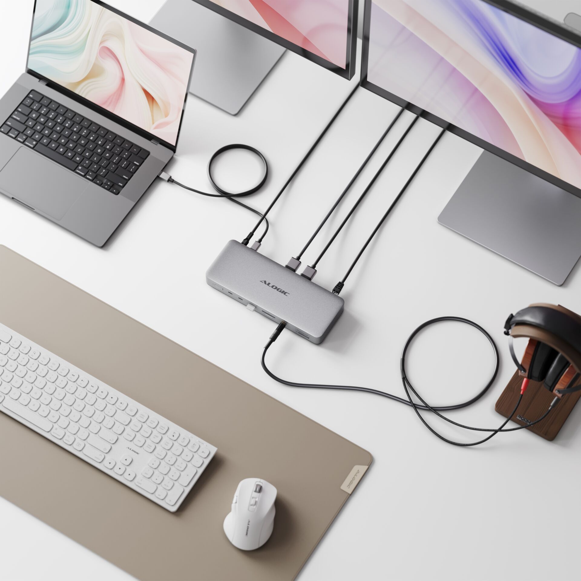 USB-C-Hub, Monitor-Hub, Multiport-Adapter, Desktop-Setup, Kabeln enthalten