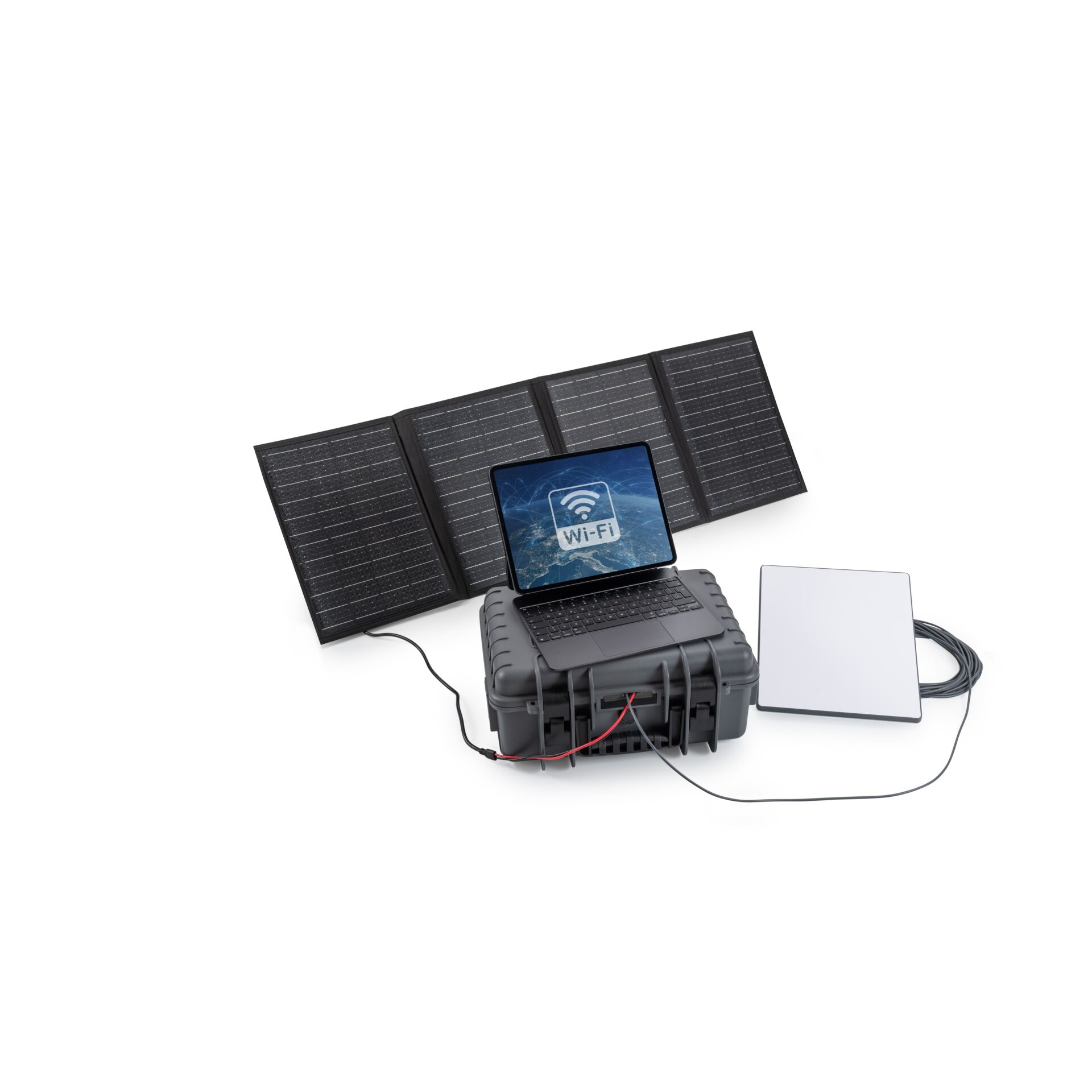 Solarpanel, Ladestation, Wi-Fi, Portabel, Koffer-Set
