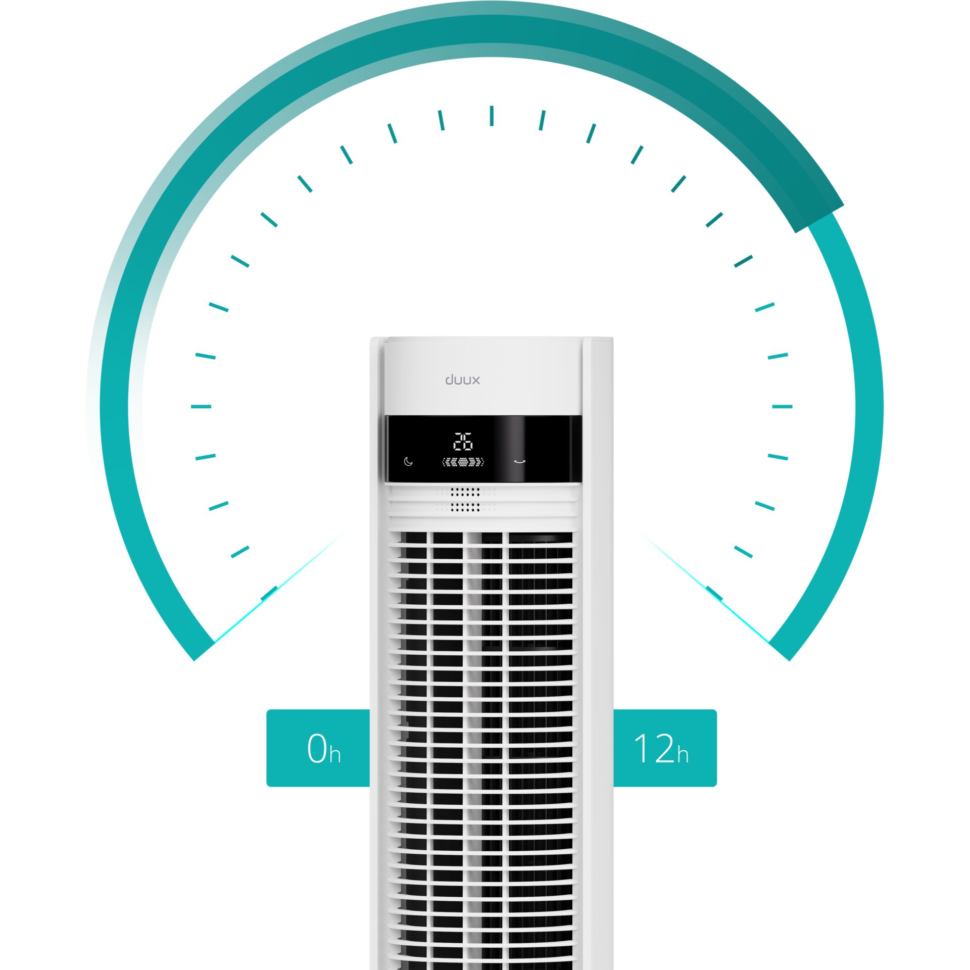 Ventilator, Turmventilator, Luftkühler, Digitalanzeige, weiße Farbe