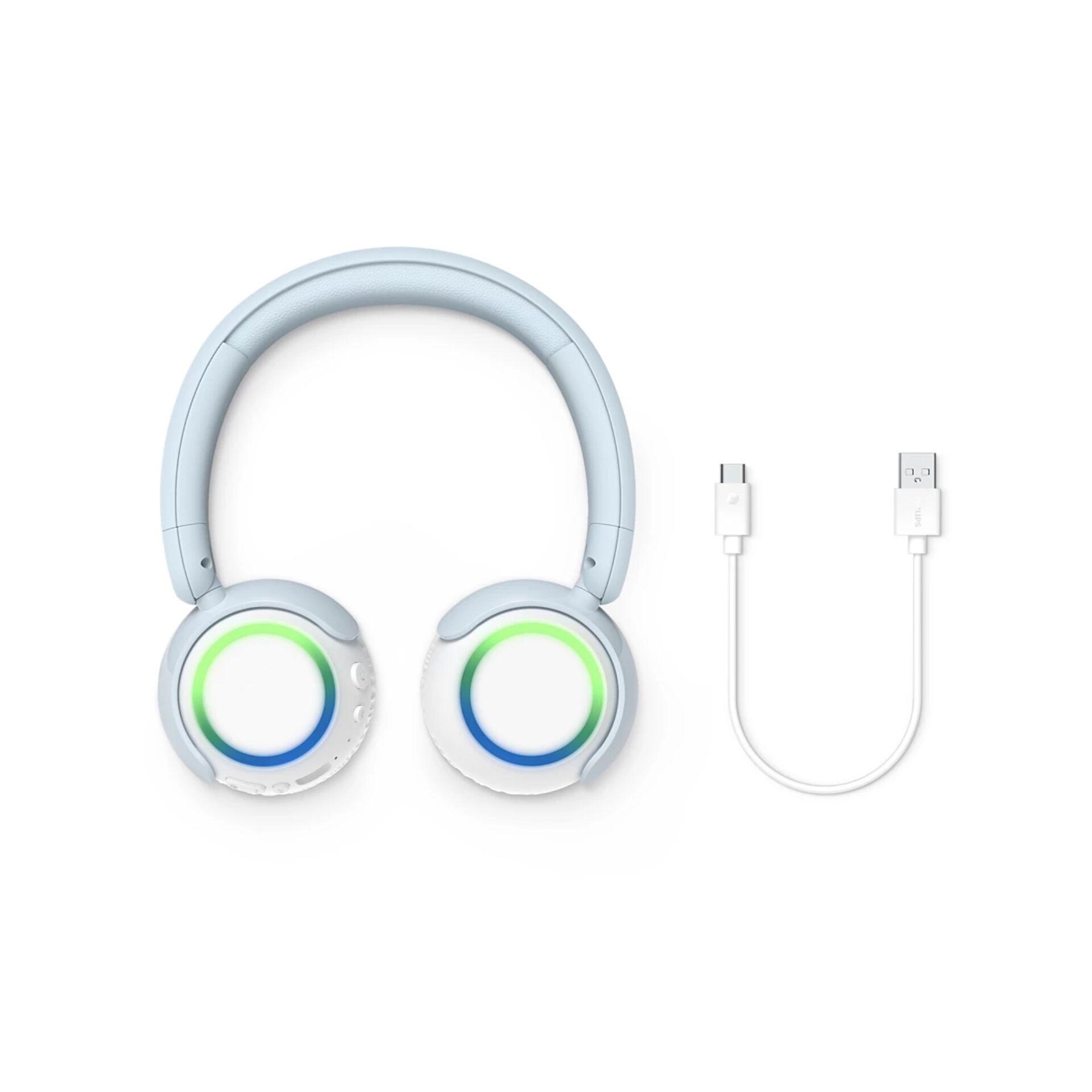 kopfhörer, over-ear, kabelgebunden, neon-licht, USB-C ladung