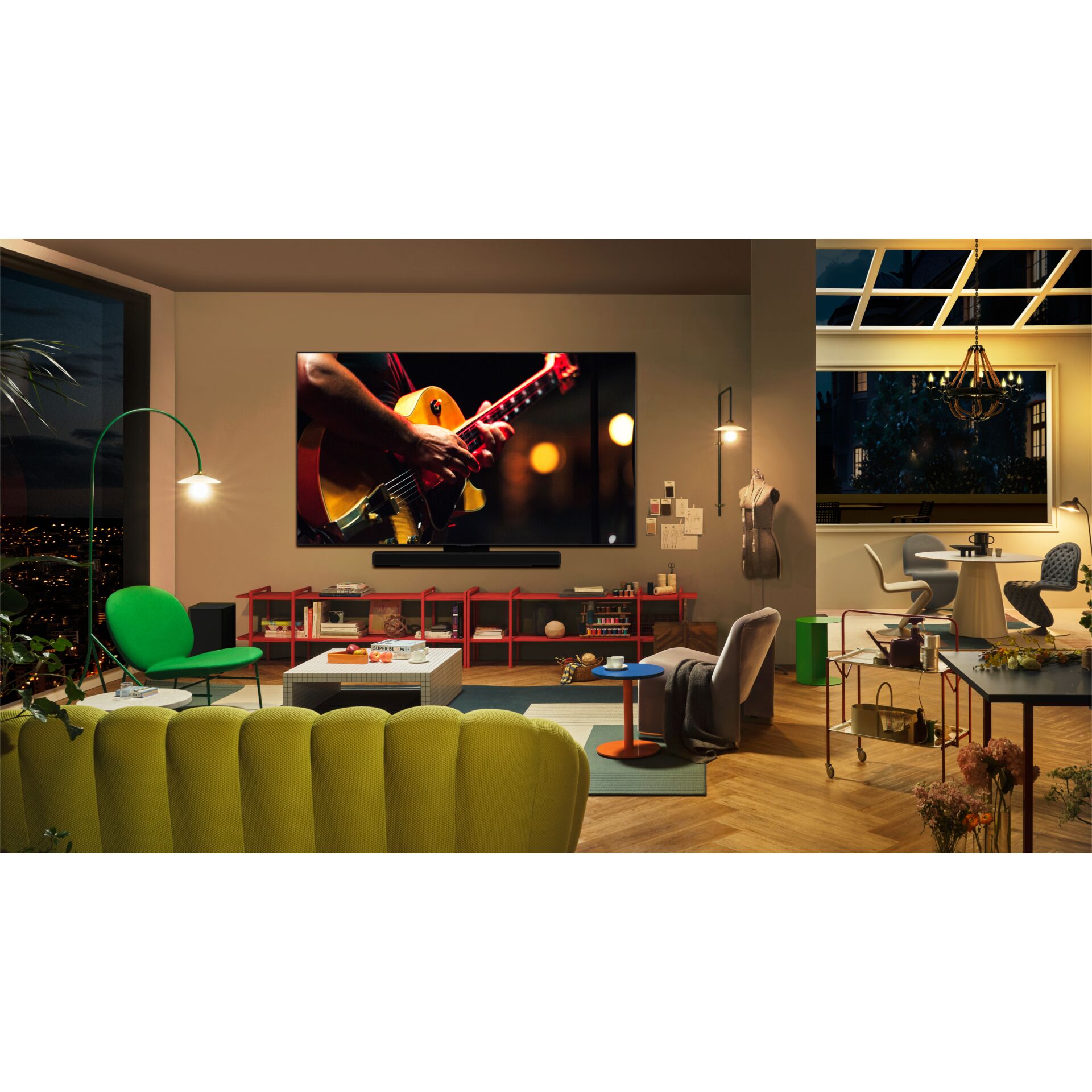 Innenarchitektur, Wohnzimmer, Bildschirm, Computer-Hardware, Überwachen