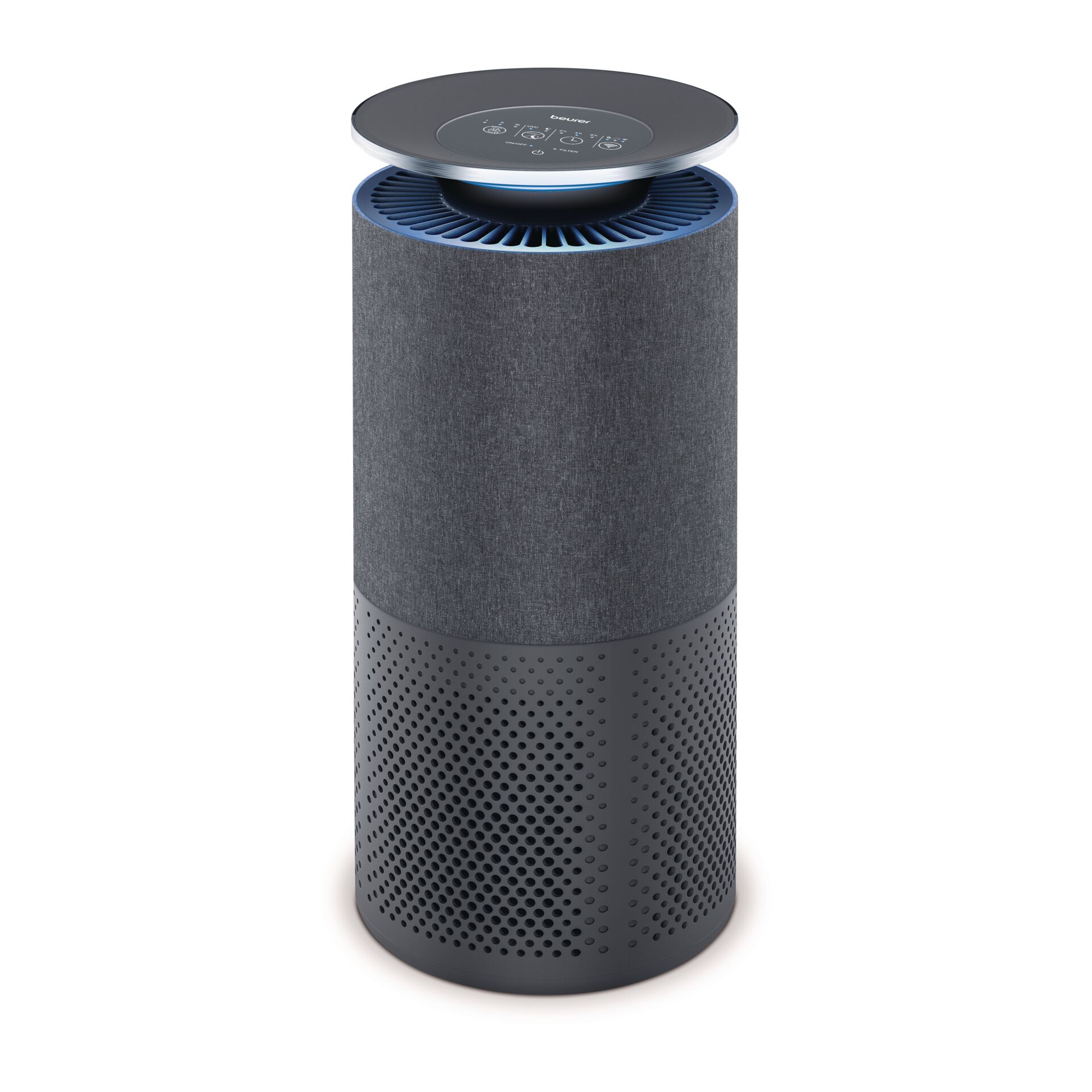 Luftreiniger, Stilvoll, Drei-teiliger Filter, Perforierter Basisteil, Gehäuse aus Stoff