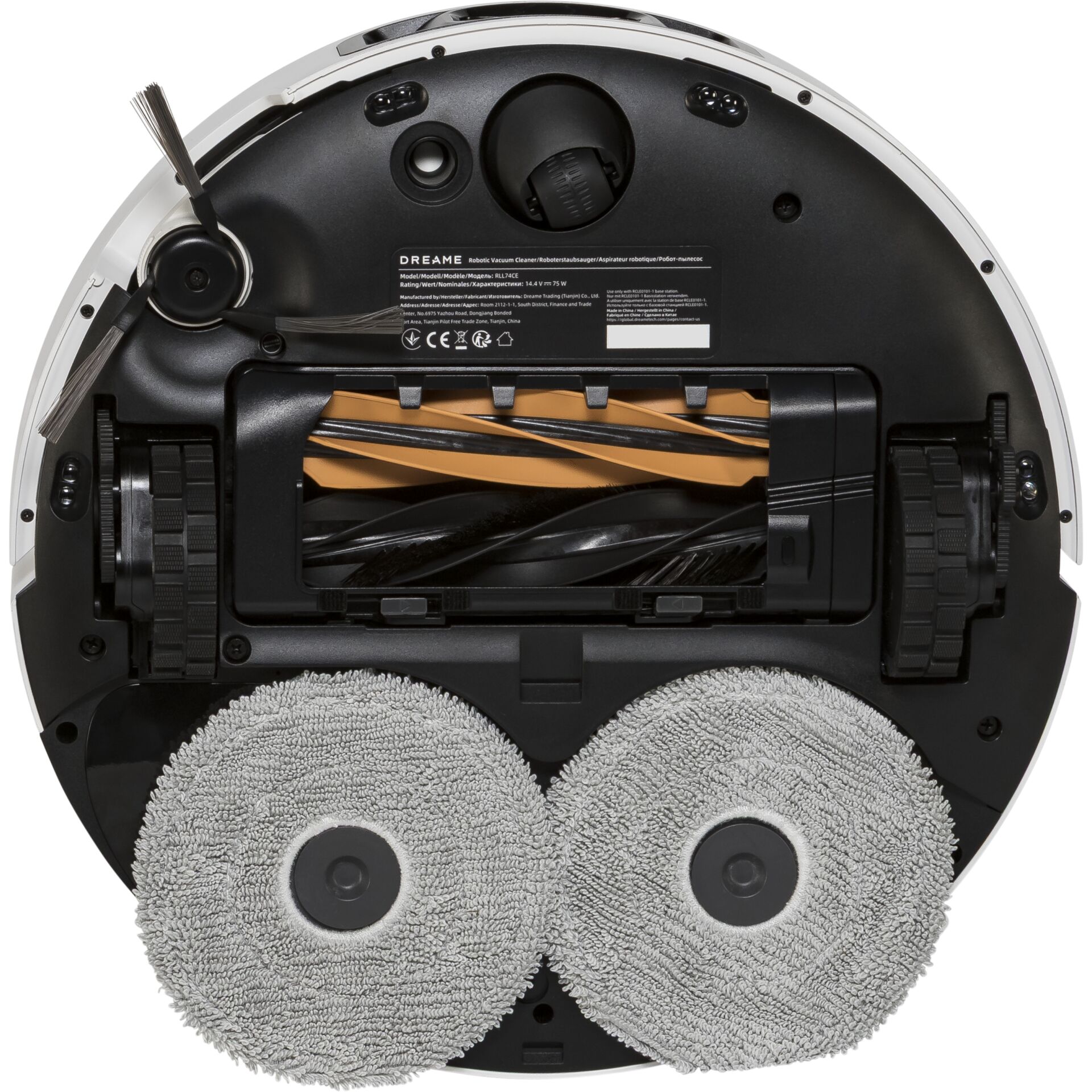 Roboterstaubsauger, runde Basis, Wischpads, Reinigungsrollen, Staubbehälter