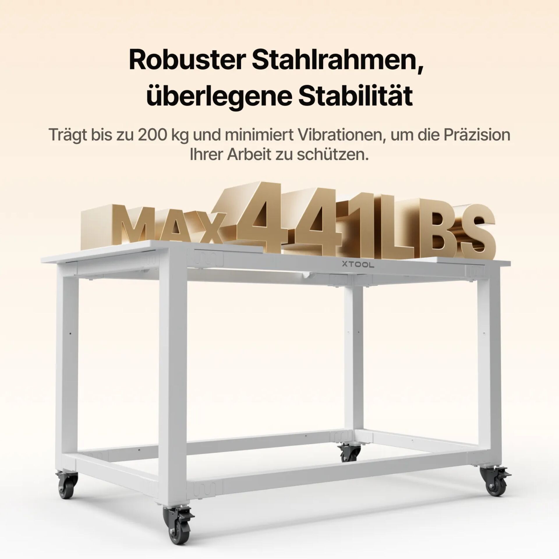 Tisch, Werkbank, Stahlrahmen, rollen, max. Tragfähigkeit 200 kg
