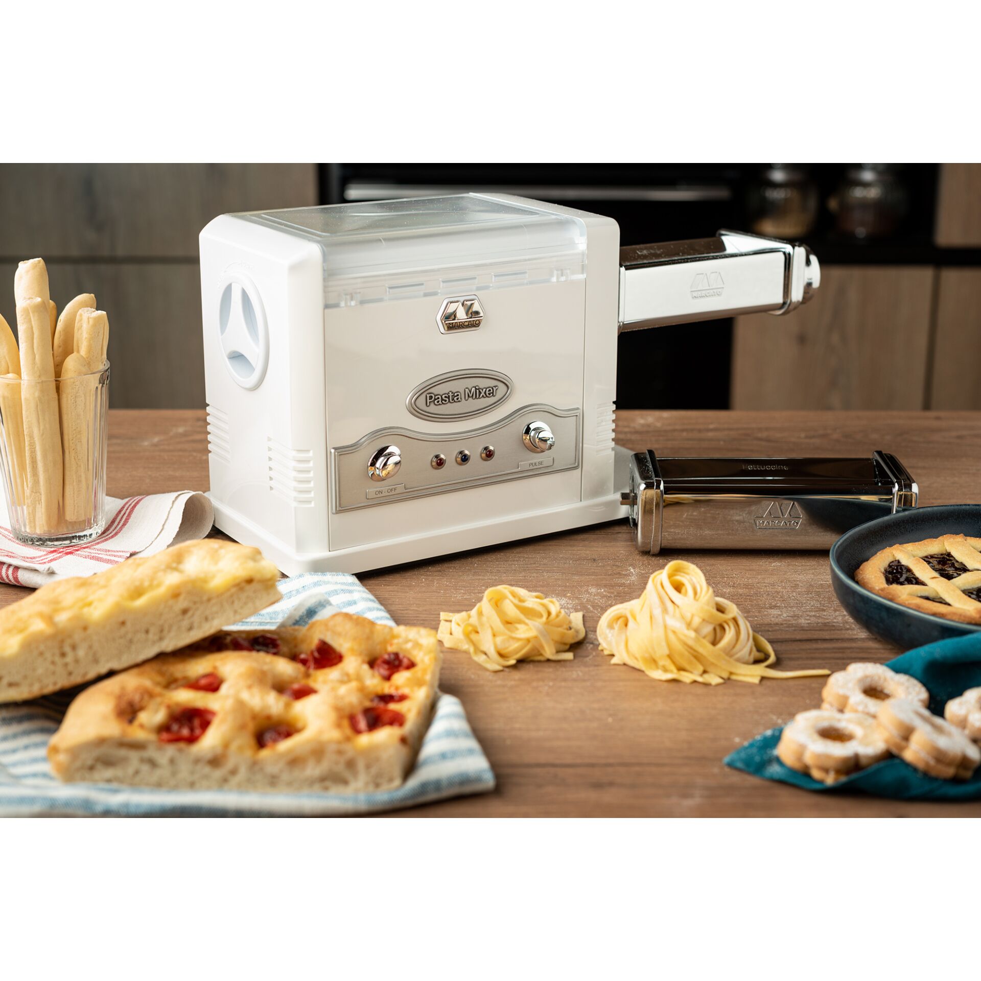 Pasta-Mixer, Pasta-Maschine, Nudelmaschine, Küchenmaschine, Recto-Design