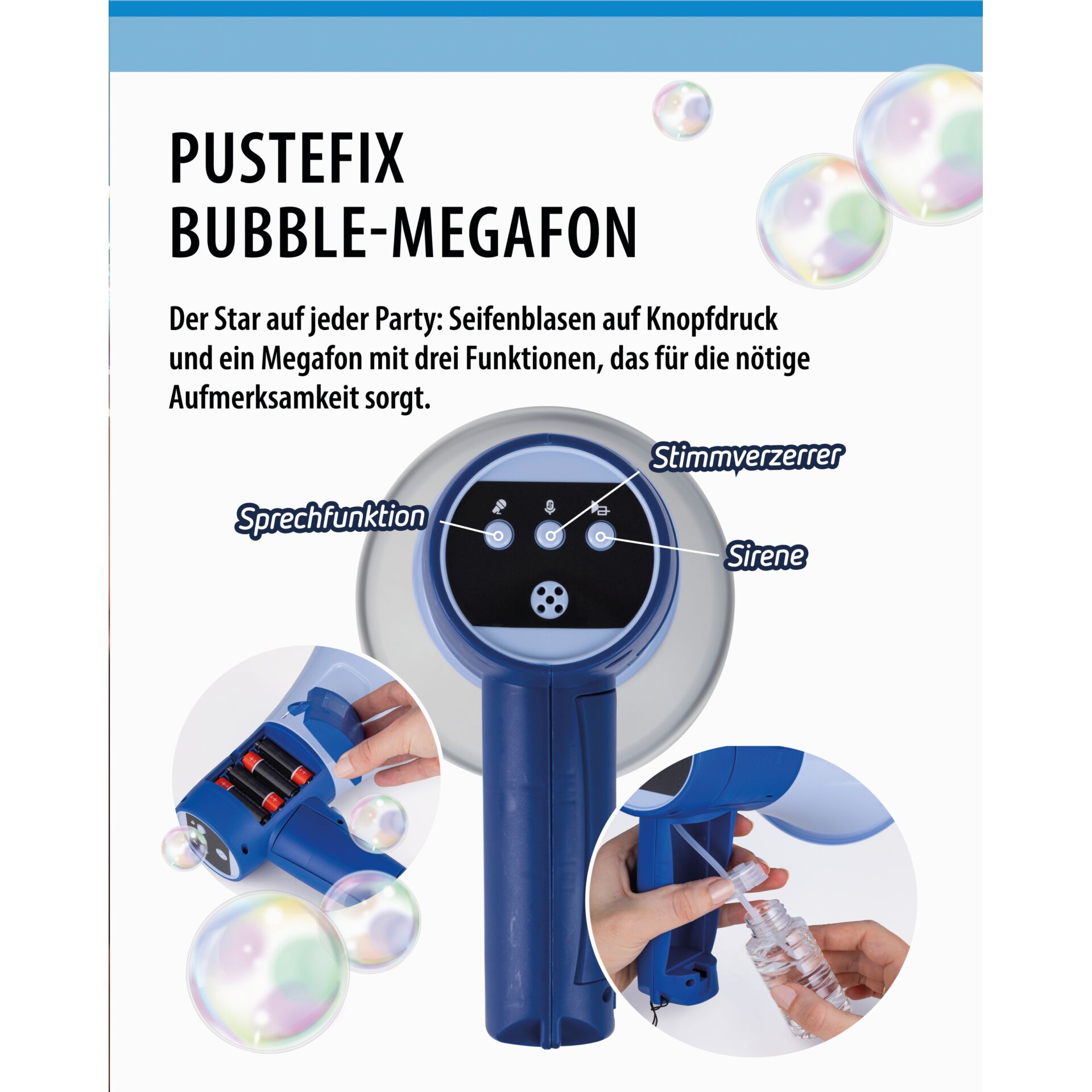 Seifenblasenmaschine, Bubble-Megafon, Seifenblasenpistole, Schaumbläser, Spielzeug