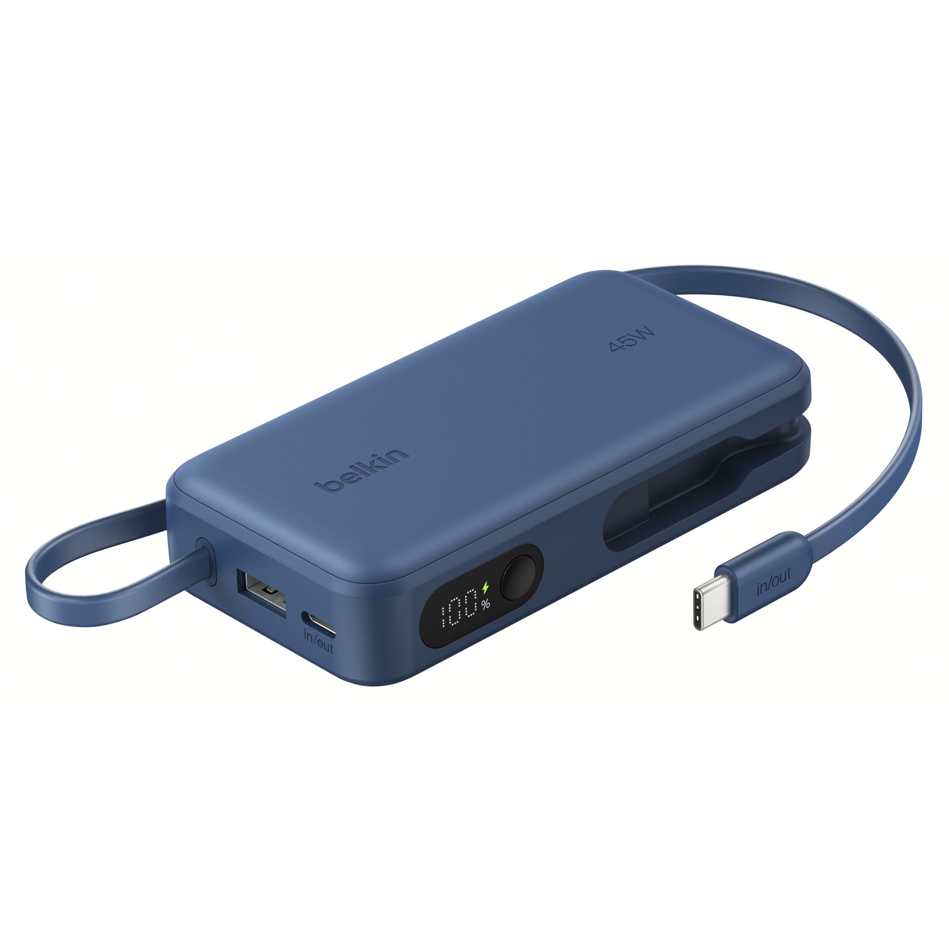 Powerbank, USB-C, Ladegerät, Digitalanzeige, Blau