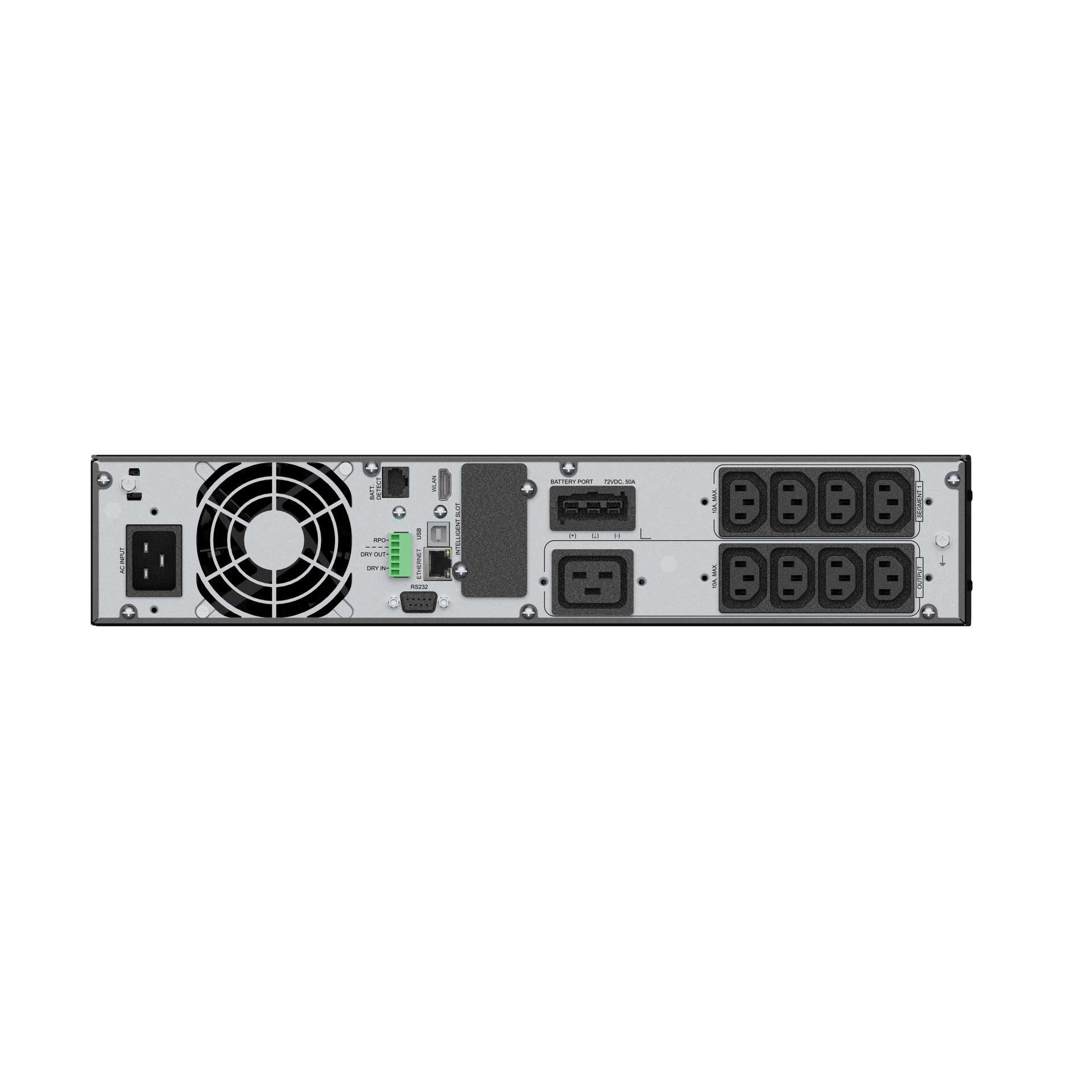 Server-Netzteil, Stromversorgungseinheit, IEC-Steckdosen, Kühlventilator, Rückseite Rackmontage
