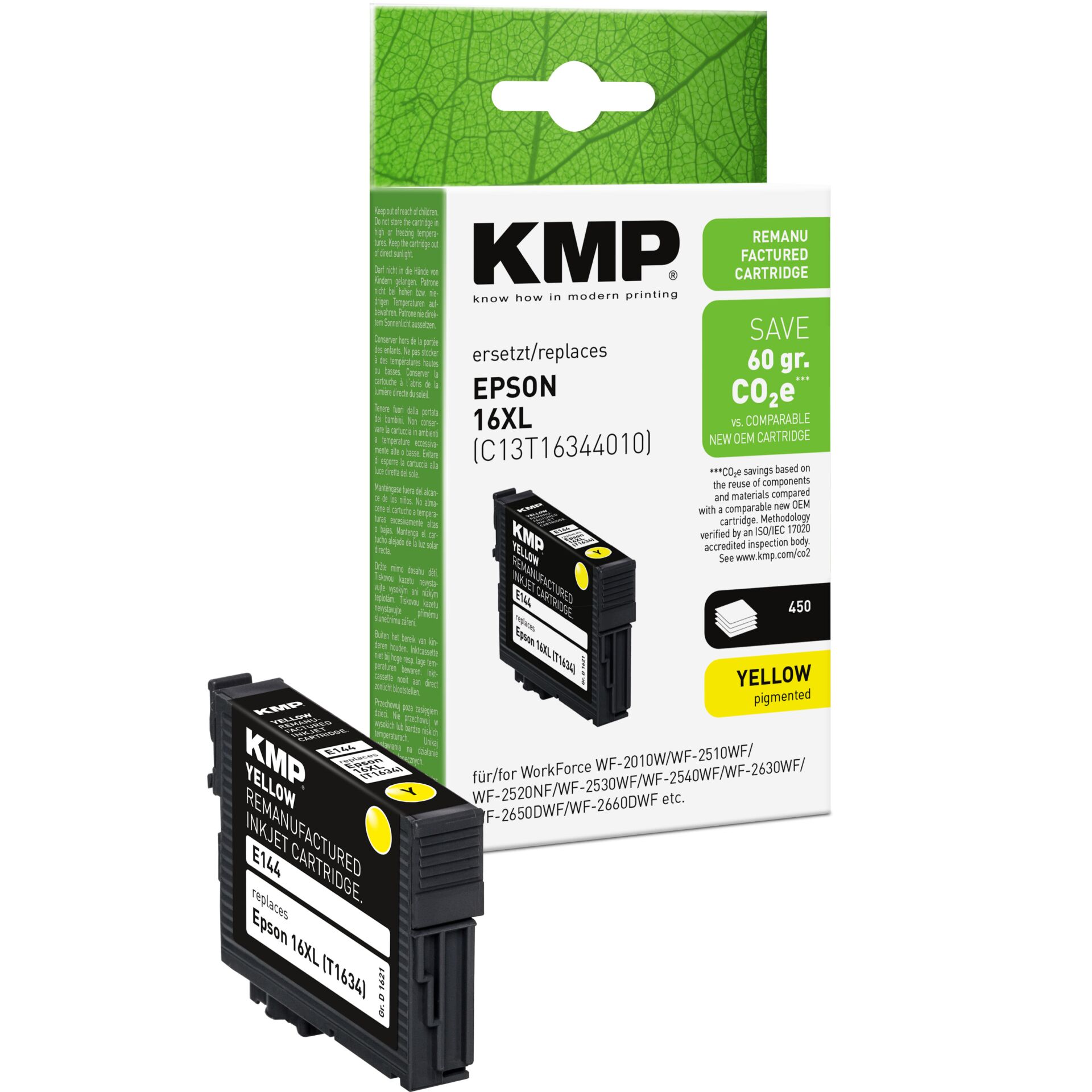 Adapter, Elektronik, Computer-Ausrüstung, Computerausrüstung, QR-Code, Tintenpatrone, Epson Kompatibel, KMP Ersatz, Gelb, Pigmenttinte