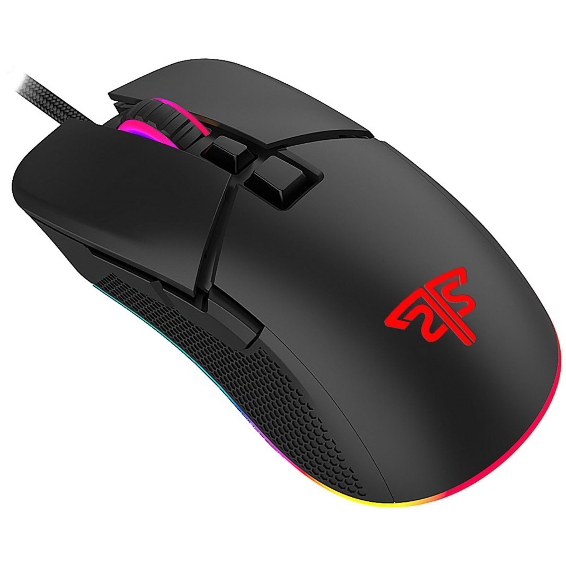 Gaming-Maus, kabelgebunden, schwarz, RGB-Beleuchtung, Wabengriff