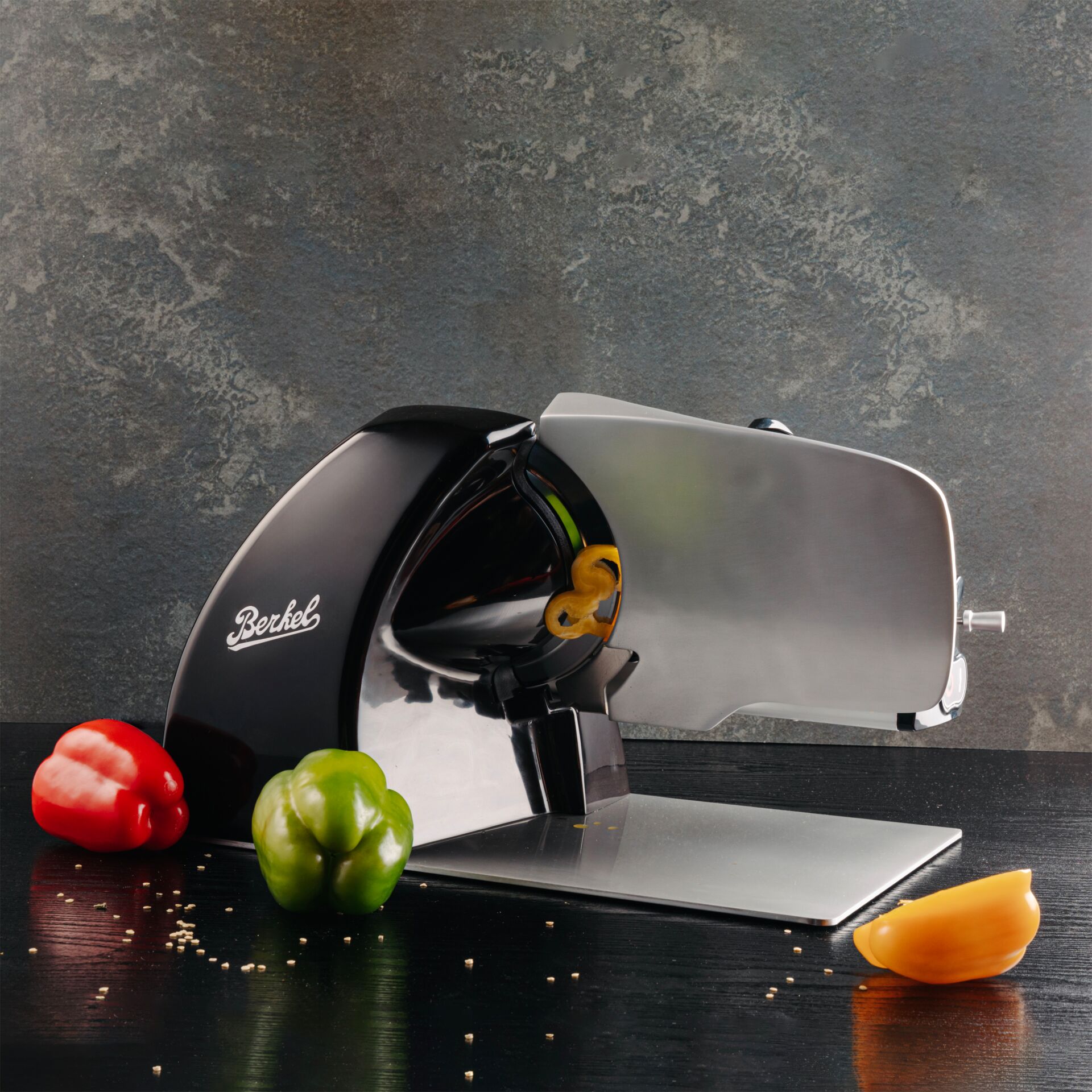 kitchen gadget, electric slicer, berkel, stainless steel, vegetable slicer