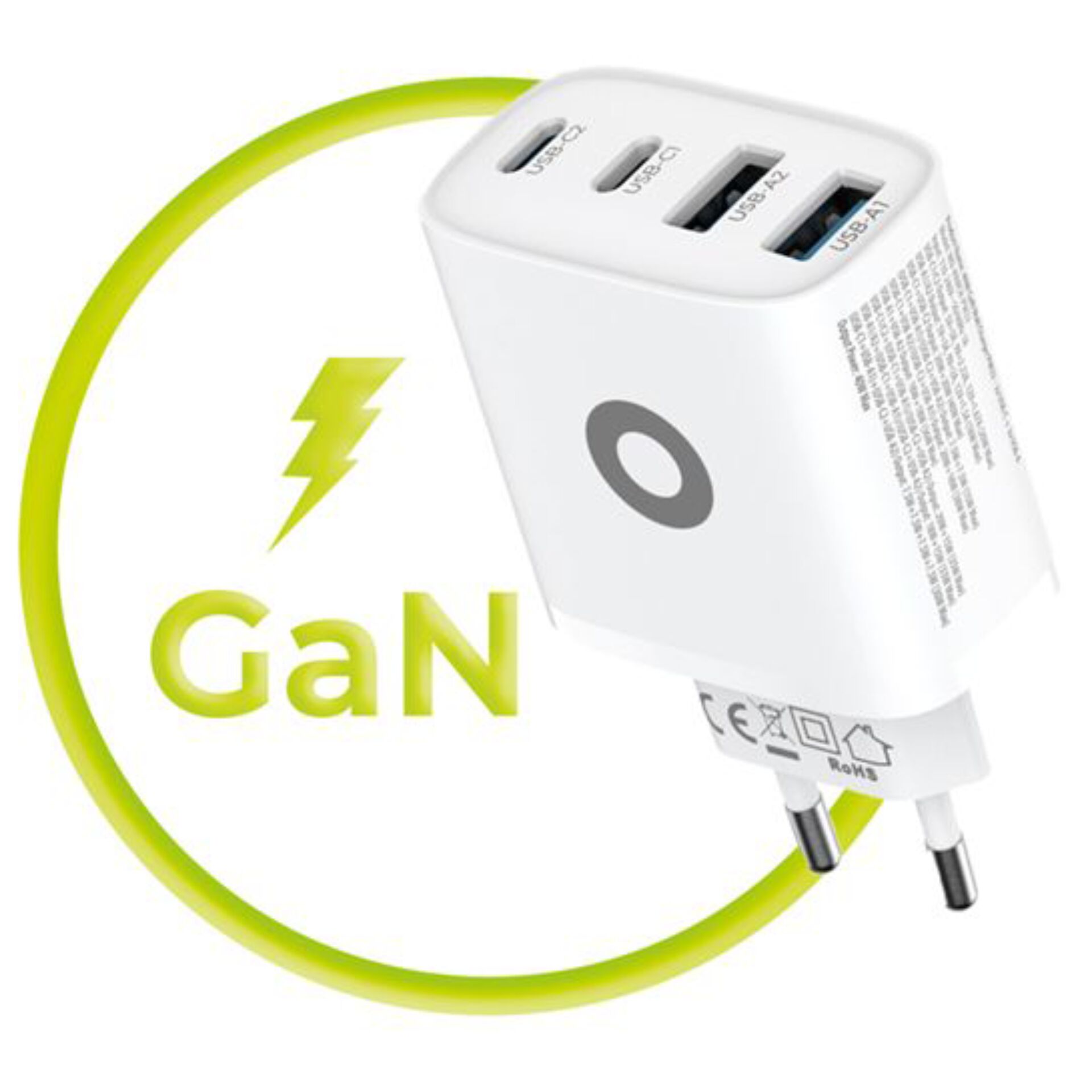  usb charger, multiport, adapter, white, green cable