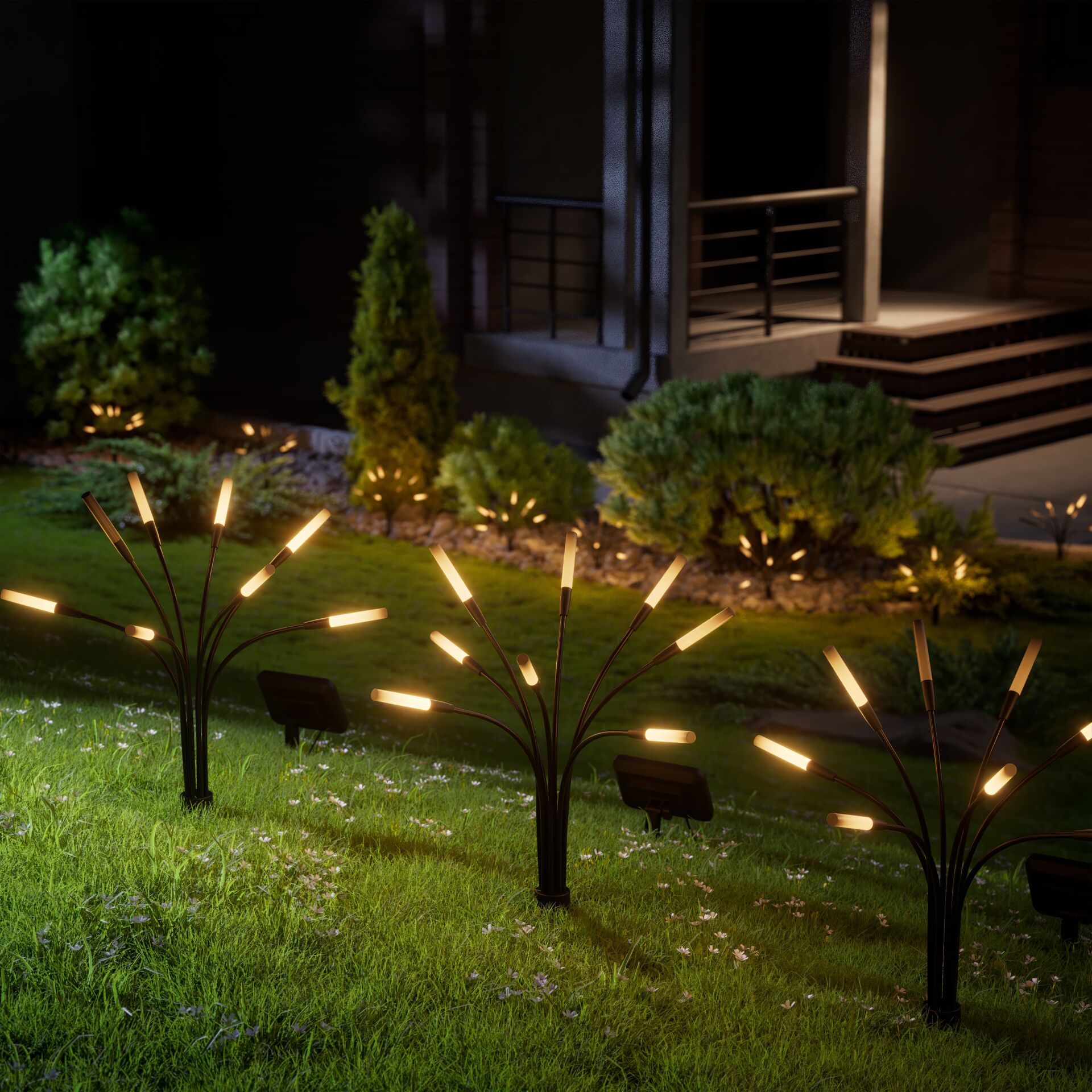 Gras, Beleuchtung, Rasen, Hinterhof, Aufflackern