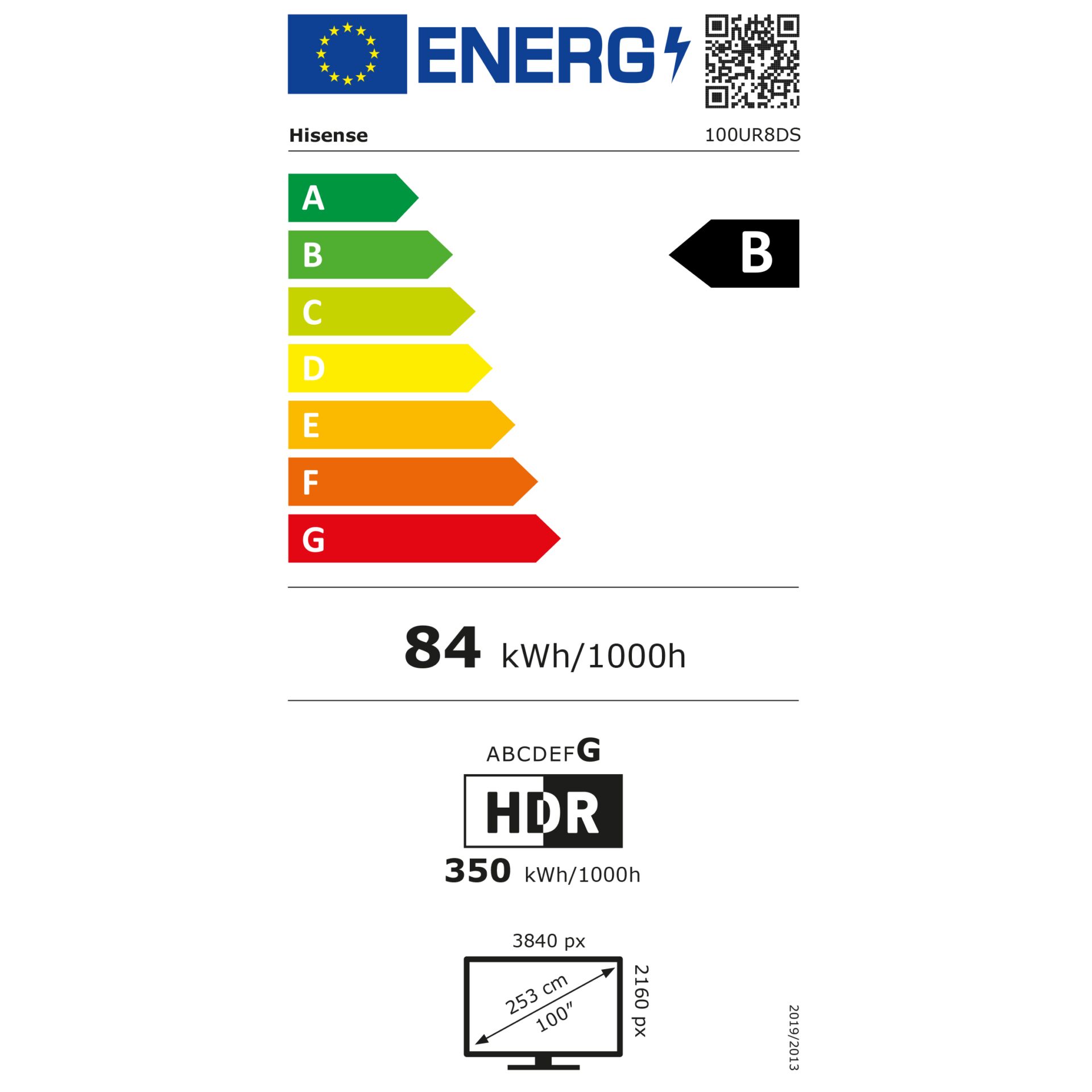Hisense 100UR8DS – Energieeffizienzklasse B