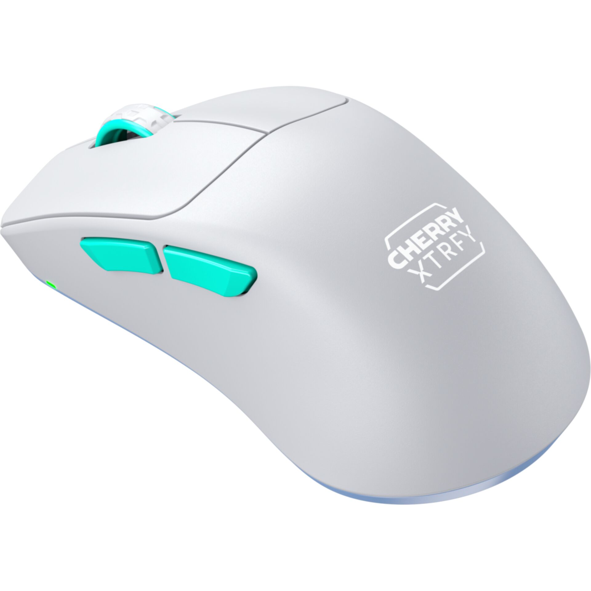 Gaming-Maus, kabellos, rgb Akzente, Teal Tasten, ergonomisches Design