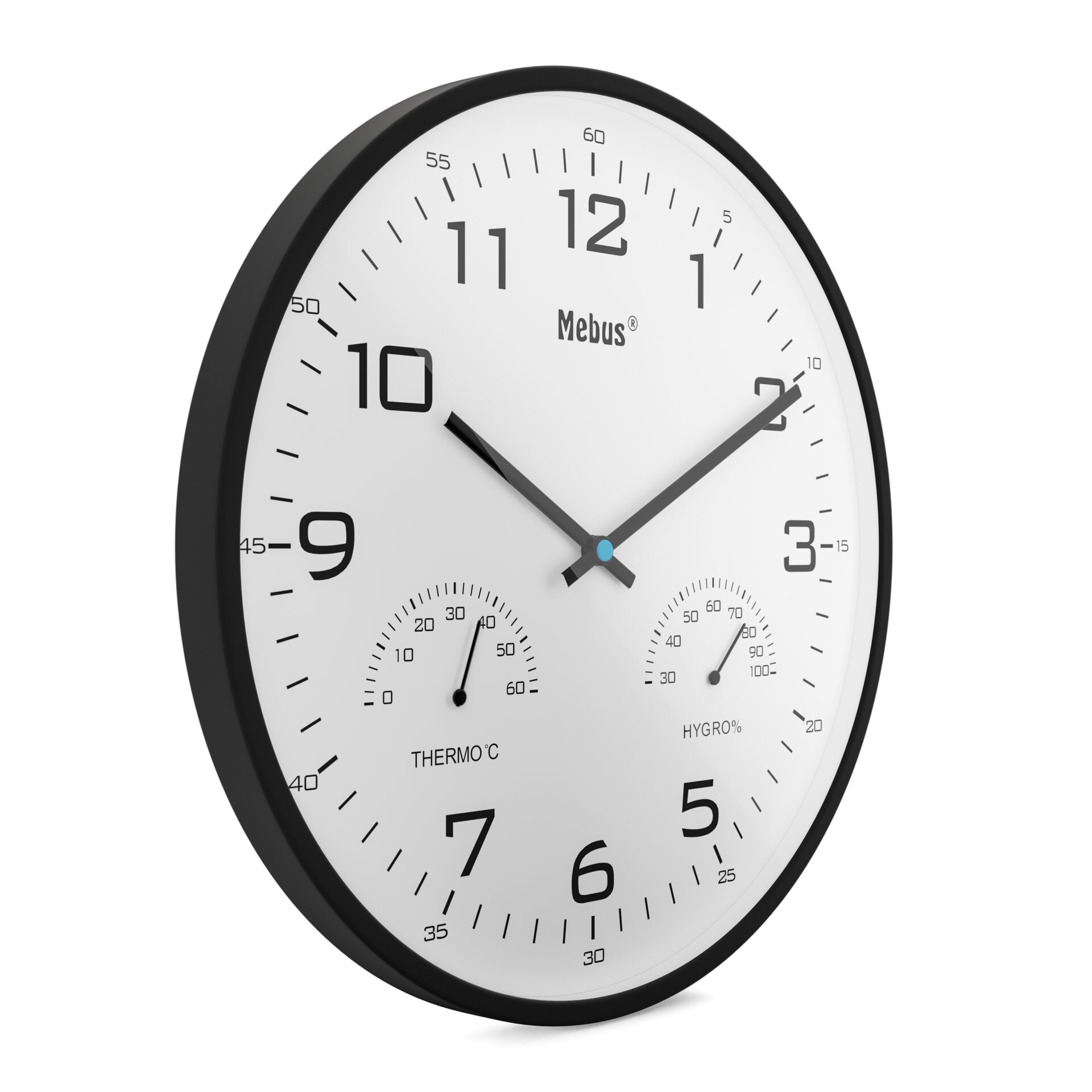 wanduhr, wanduhr mit thermometer, uhr, wachstumsziffern, scandinavische wanduhr