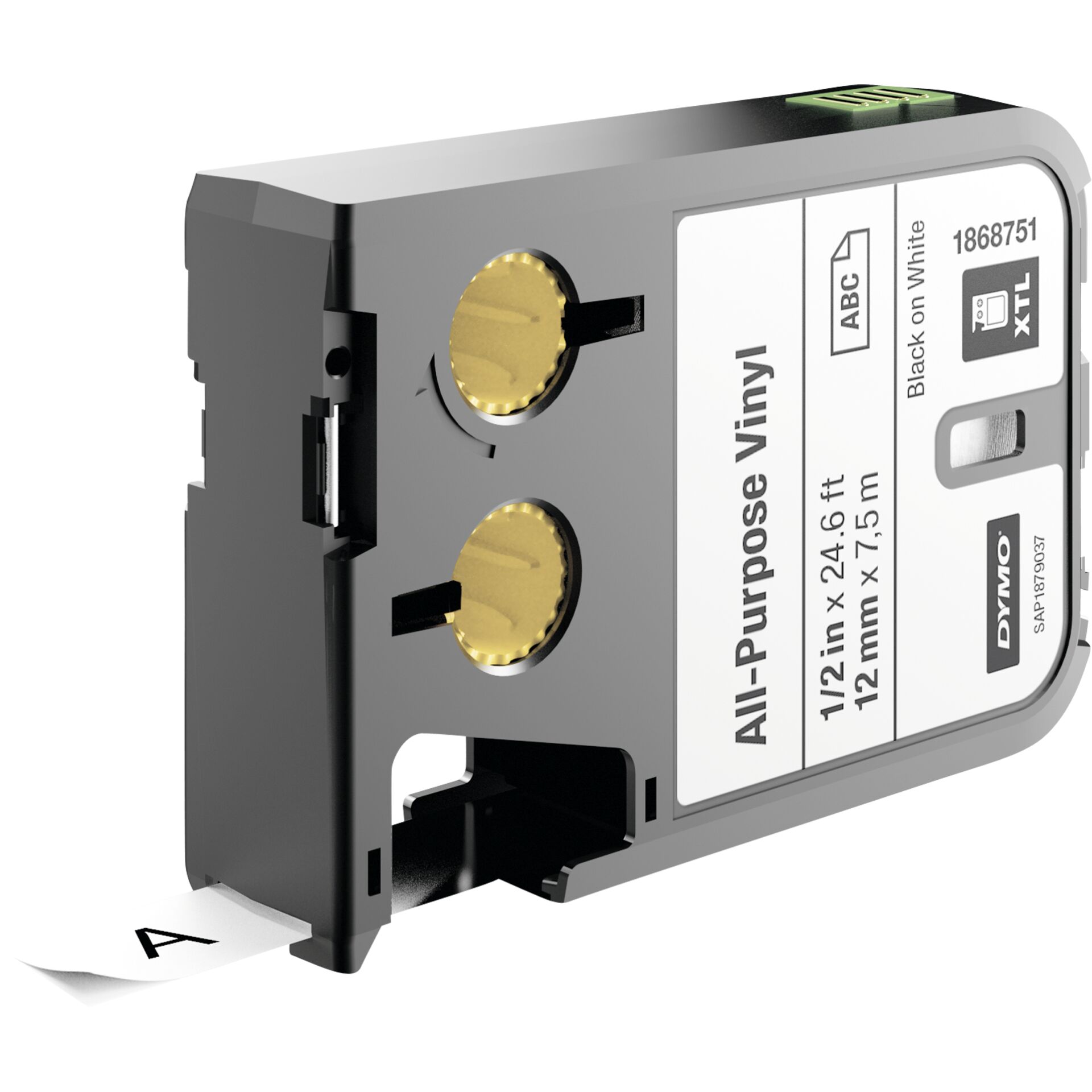 Dymo XTL Schriftband Vinyl perm.  12 mm x 7 m schwarz auf weiß