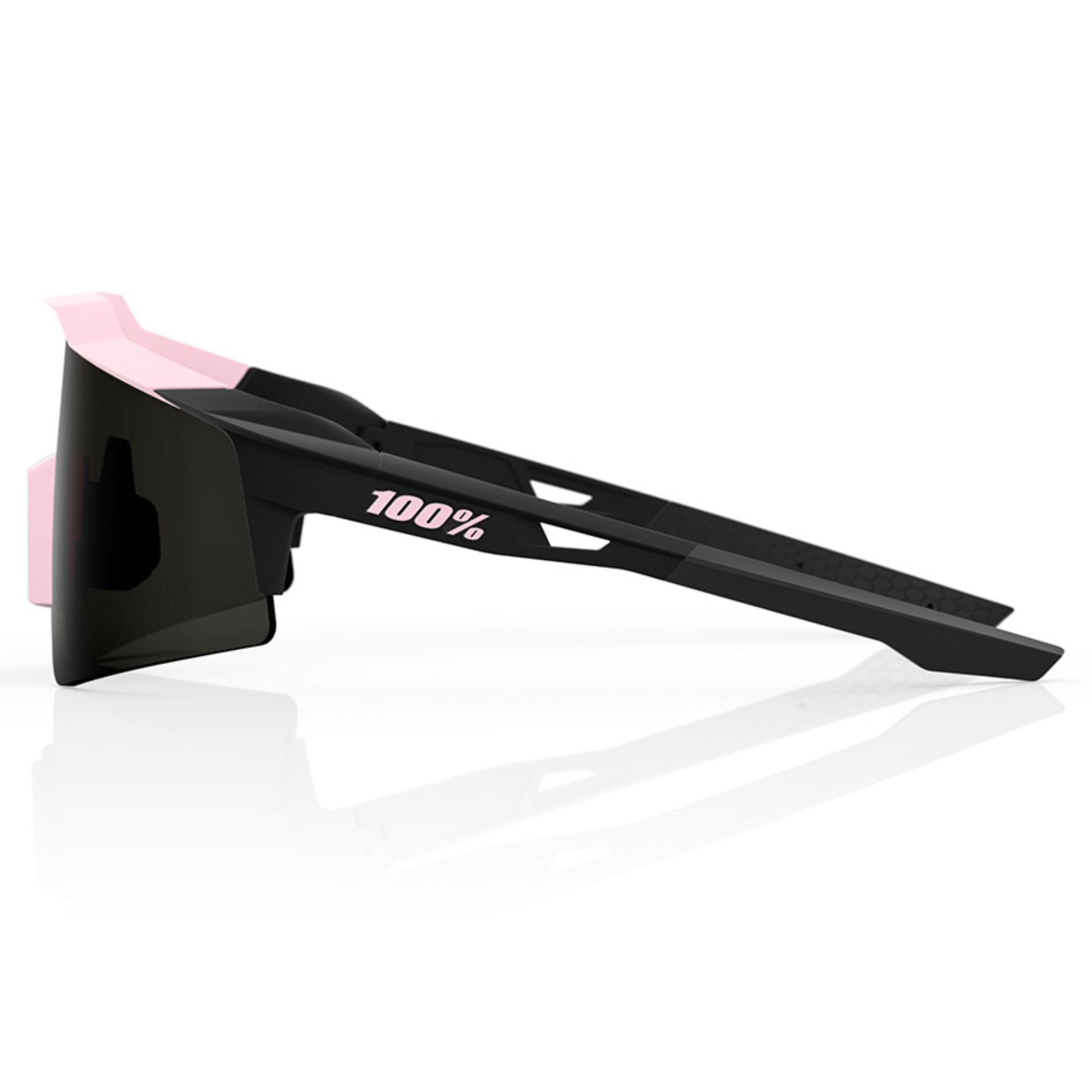 Sonnenbrille, Sportbrille, Rahmen schwarz, rosa Details, 100% Logo