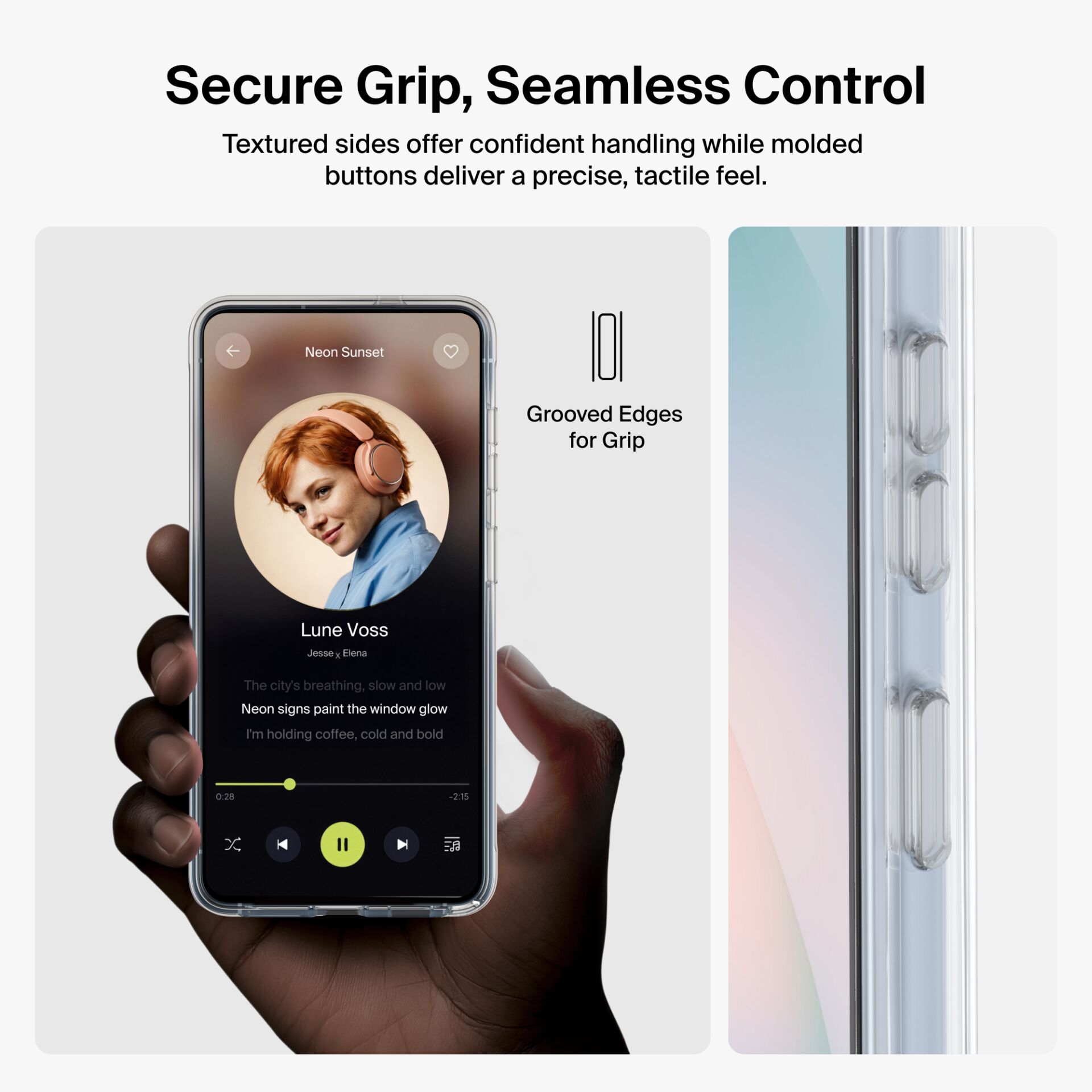 Smartphone, Headphones, Neon Sunset, Touchscreen, Edge Grooved sides
