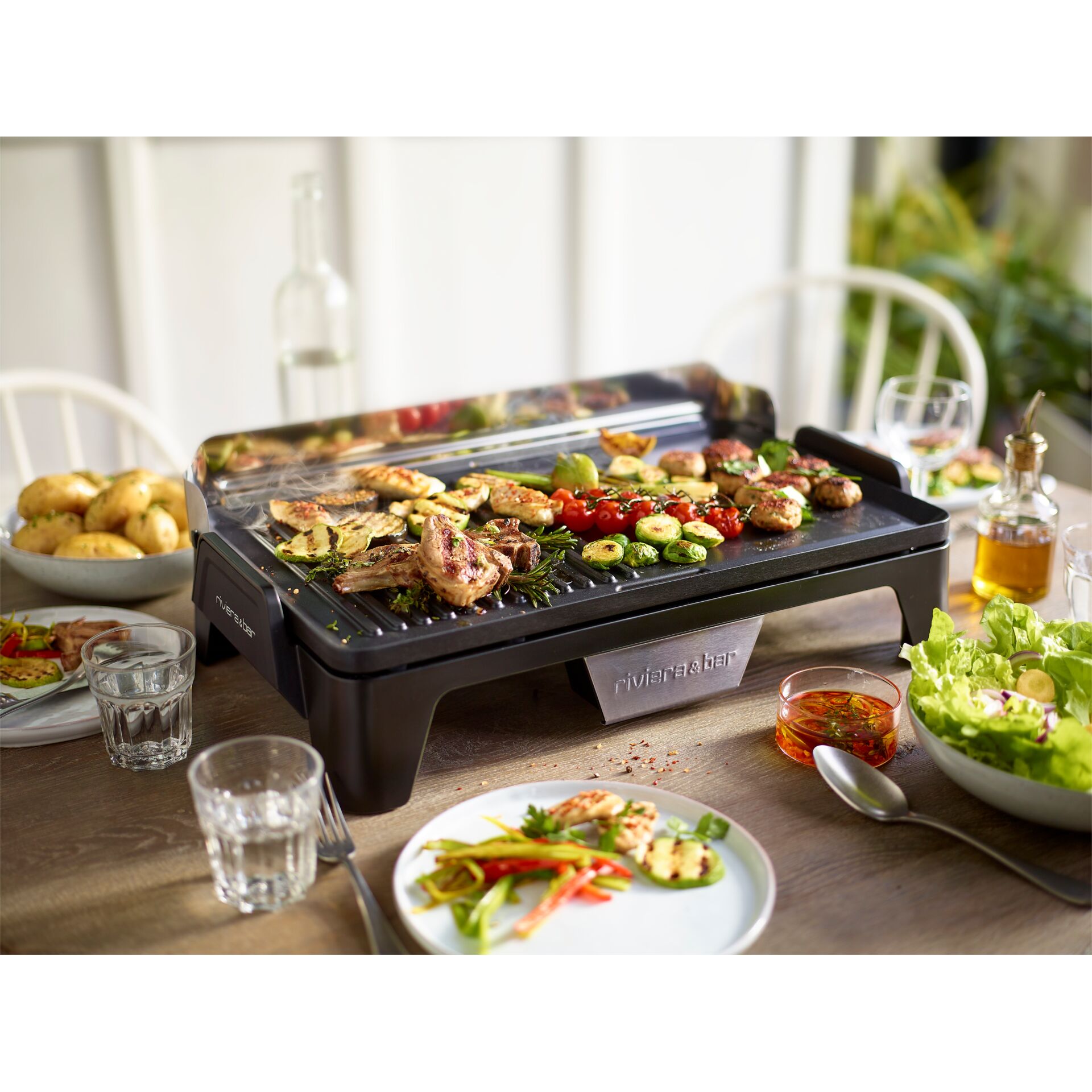 Grillplatte, Grillrost, Gemüse, Fleisch, Elektrisch