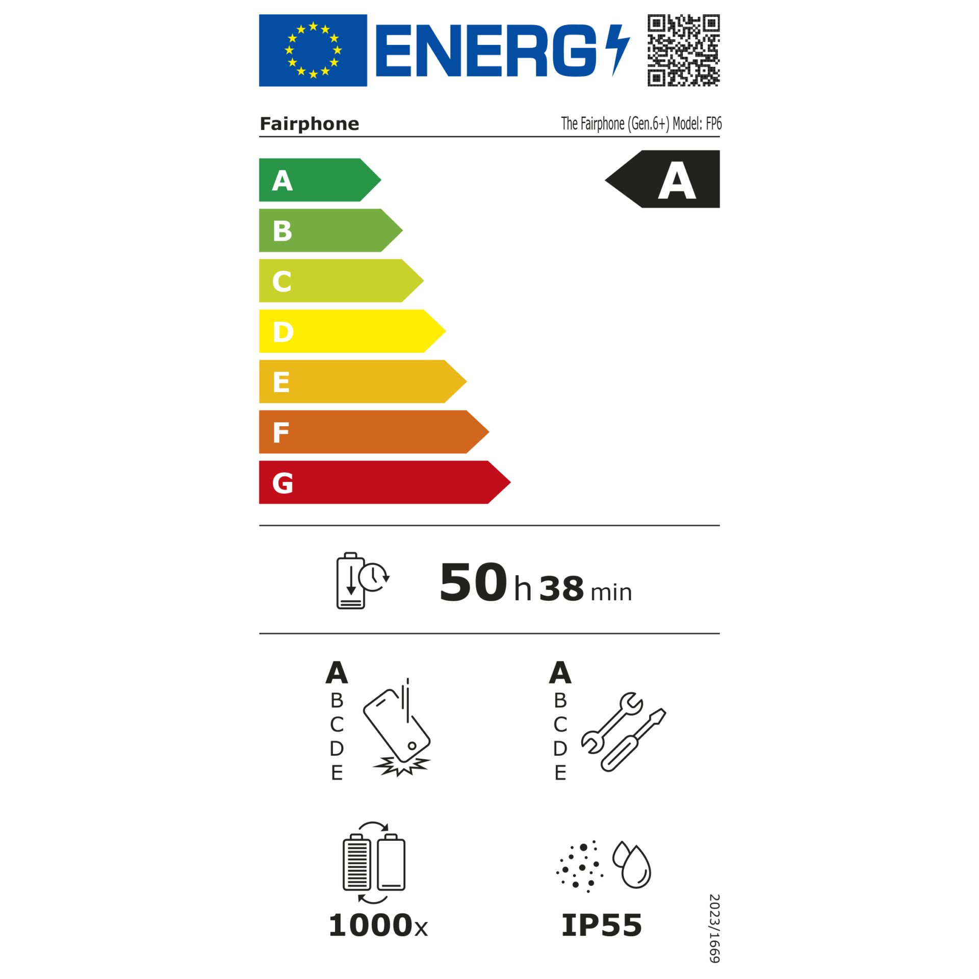 Fairphone 6+ (256GB)  horizon black – Energieeffizienzklasse A