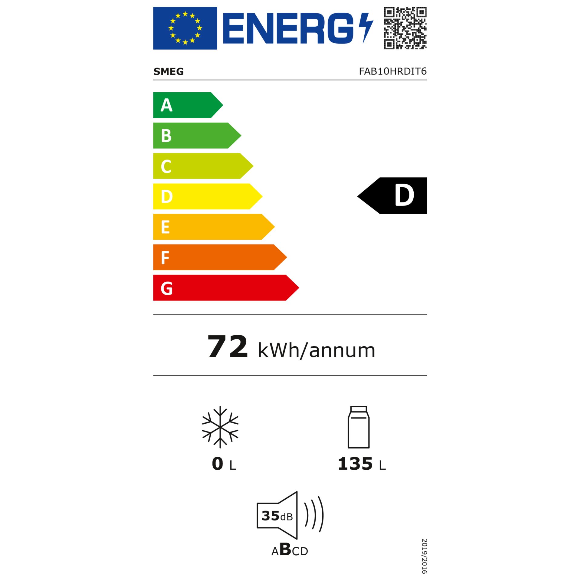 SMEG FAB10HRDIT6  Stand-Kühlgerät Homebar Italia – Energieeffizienzklasse D