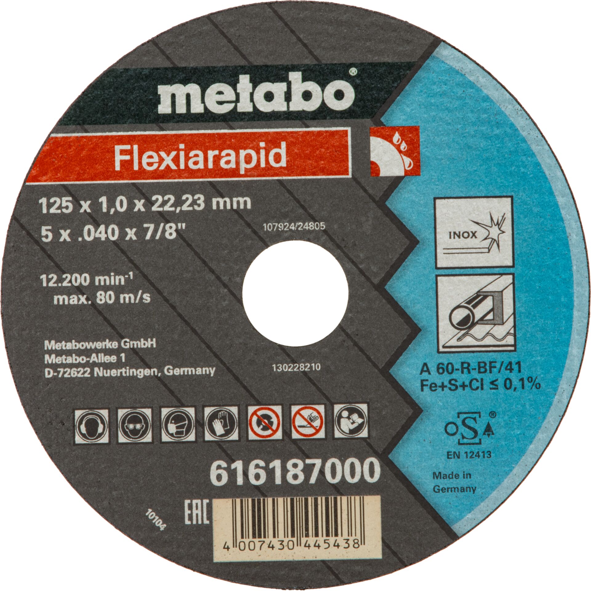 Disk, Dvd, Trennscheibe, Edelstahl, 125 mm, 1 mm Stärke, Metallbearbeitung
