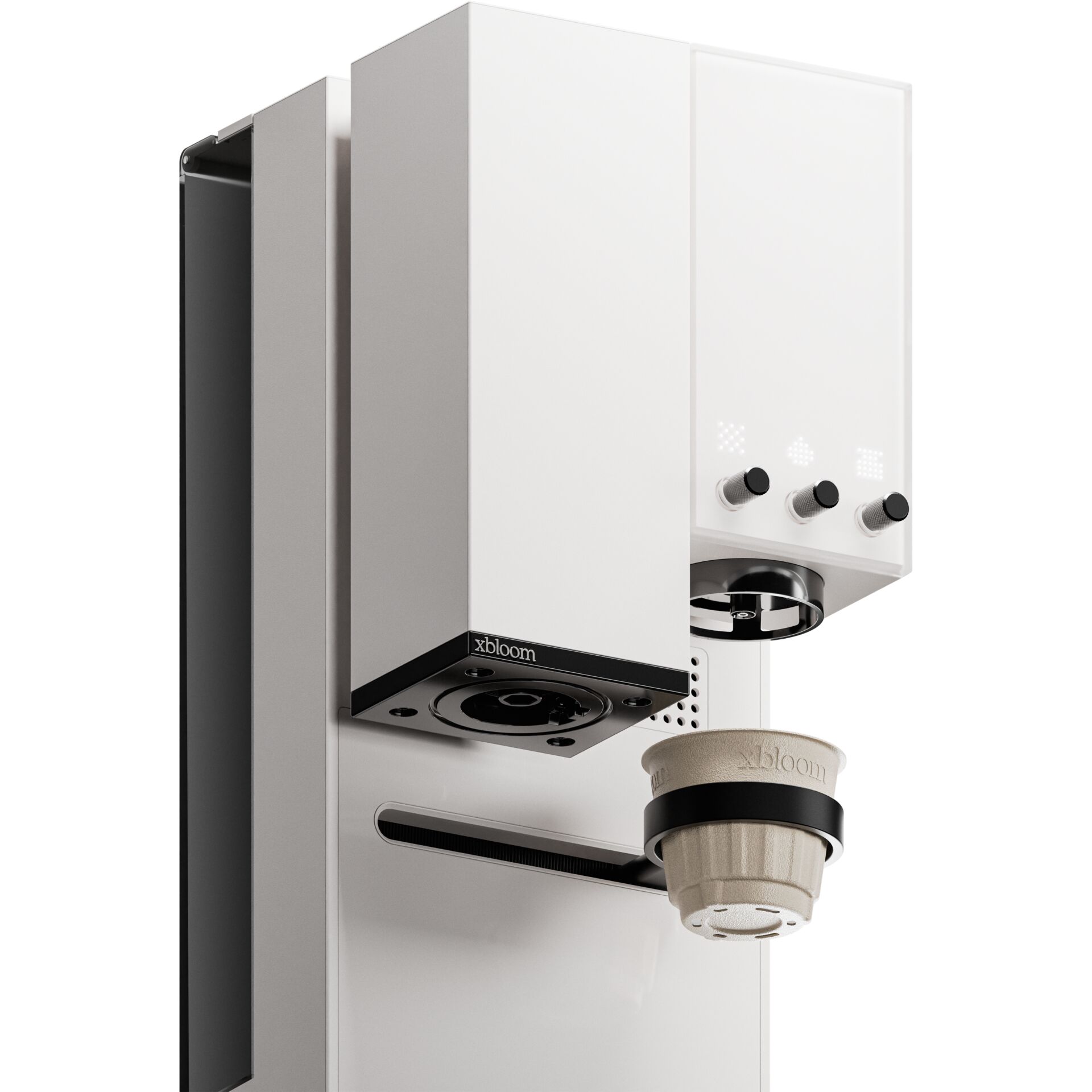 Kaffeemaschine, Espressomaschine, weißes Gerät, verstellbare Düse, Kaffeezubereitungsaufsatz