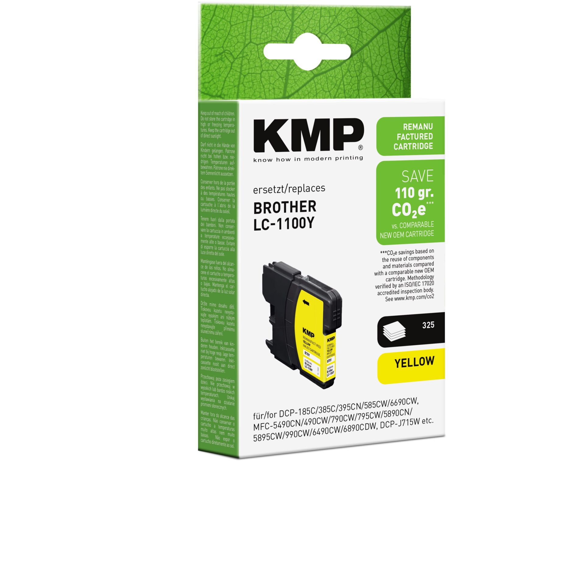 Adapter, Elektronik, QR Code, Tintenpatrone, KMP, Brother LC-1100Y, Gelb, CMYK-Kompatibel