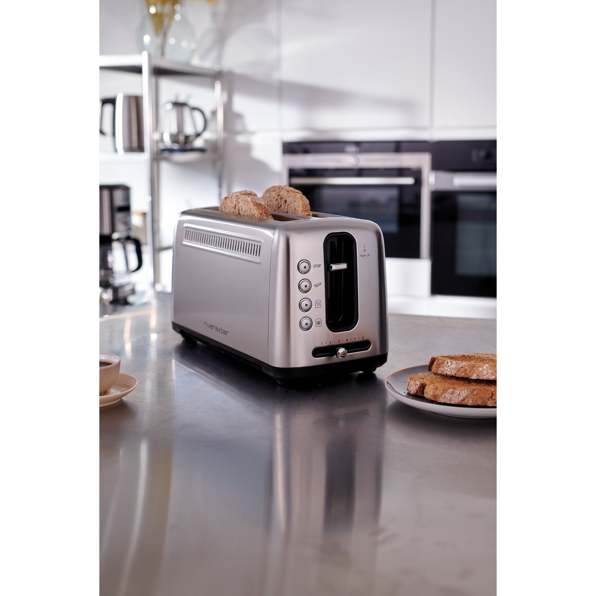 Toaster, Toaster aus Metall, Küchengeräte, Bräunungsstufe, Toastbrot