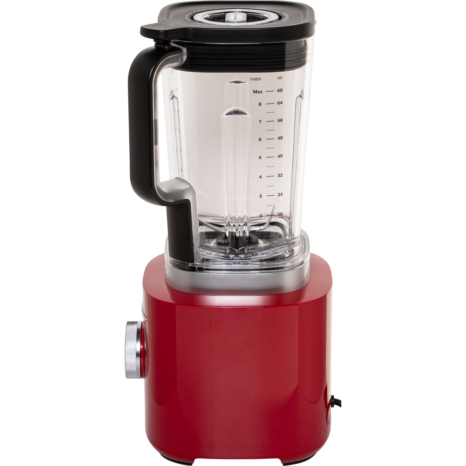 Mixer, Blender, Roter Sockel, Glasbehälter, Bedienungsknopf