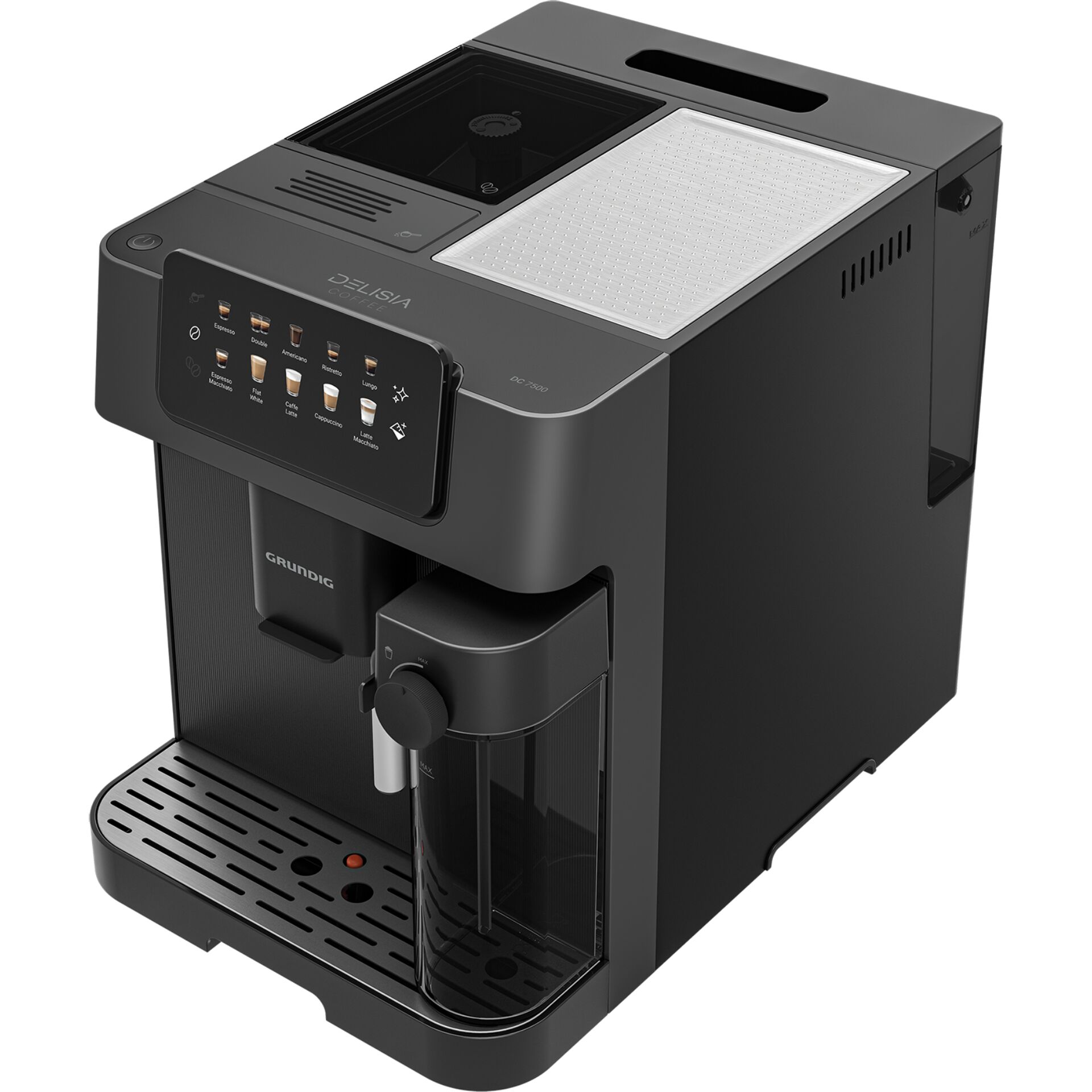 Kaffeemaschine, Kaffeeautomat, Espressomaschine, Kaffeeausgabe, Bedienfeld-Touchscreen