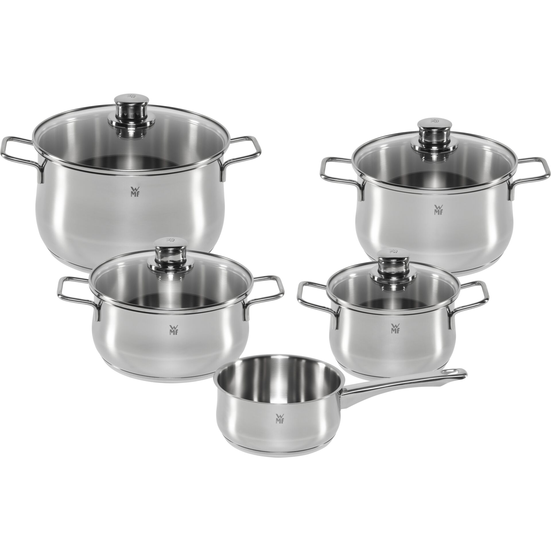 Topfset, Edelstahl, Induktionsgeeignet, Glasdeckel, Sanslutzig