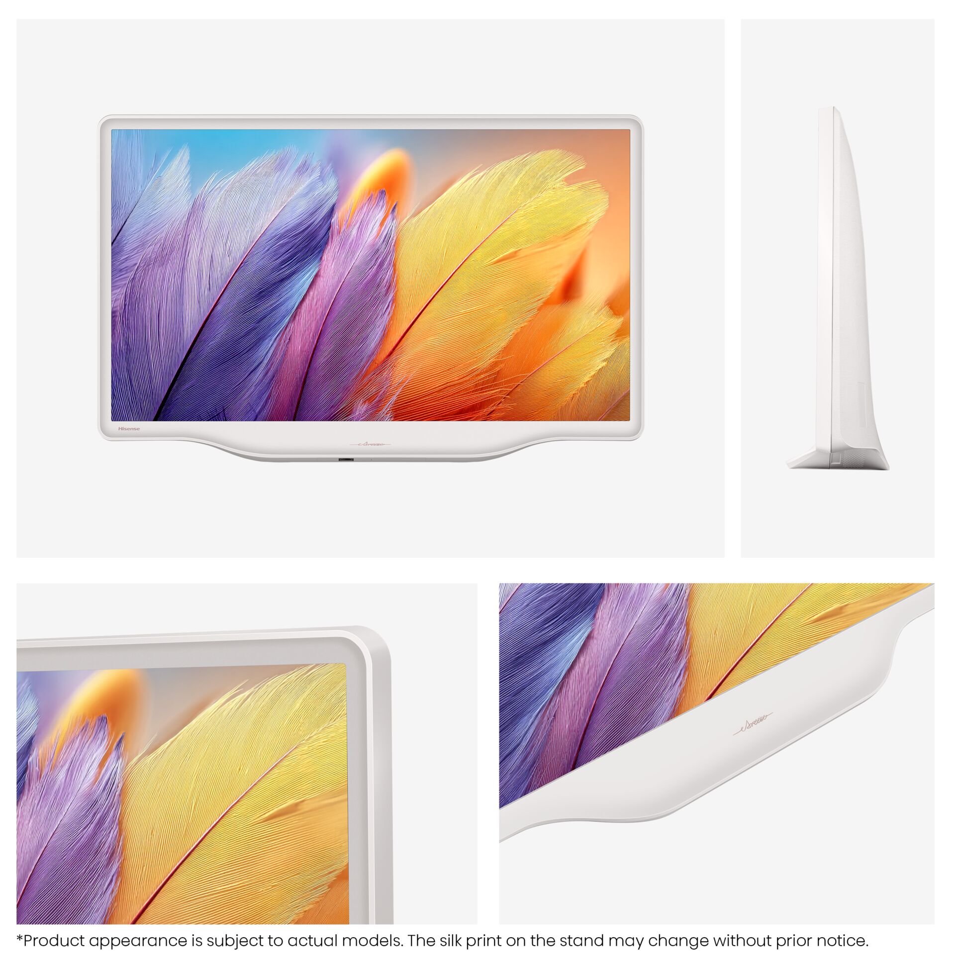 monitor, display, white, feather, stand