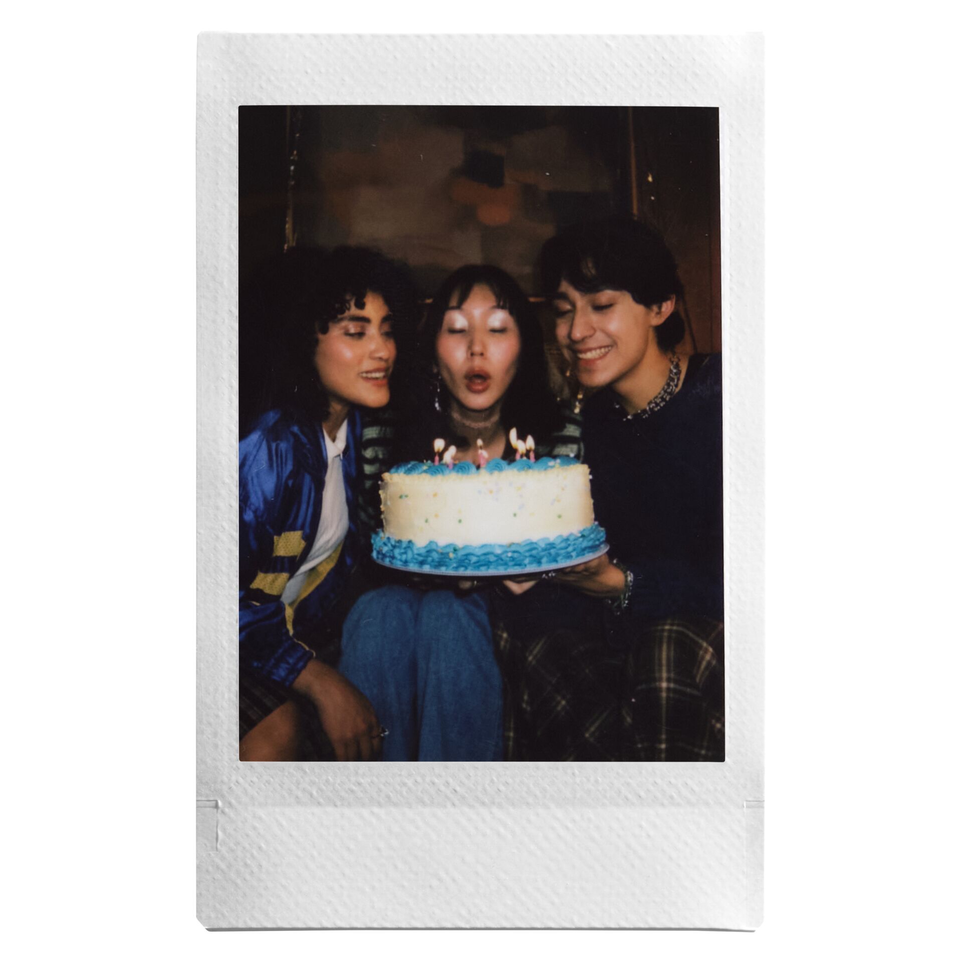 Pottkuchen, Geburtstag, Kuchen mit Kerzen, Freunde, Polaroid-Foto