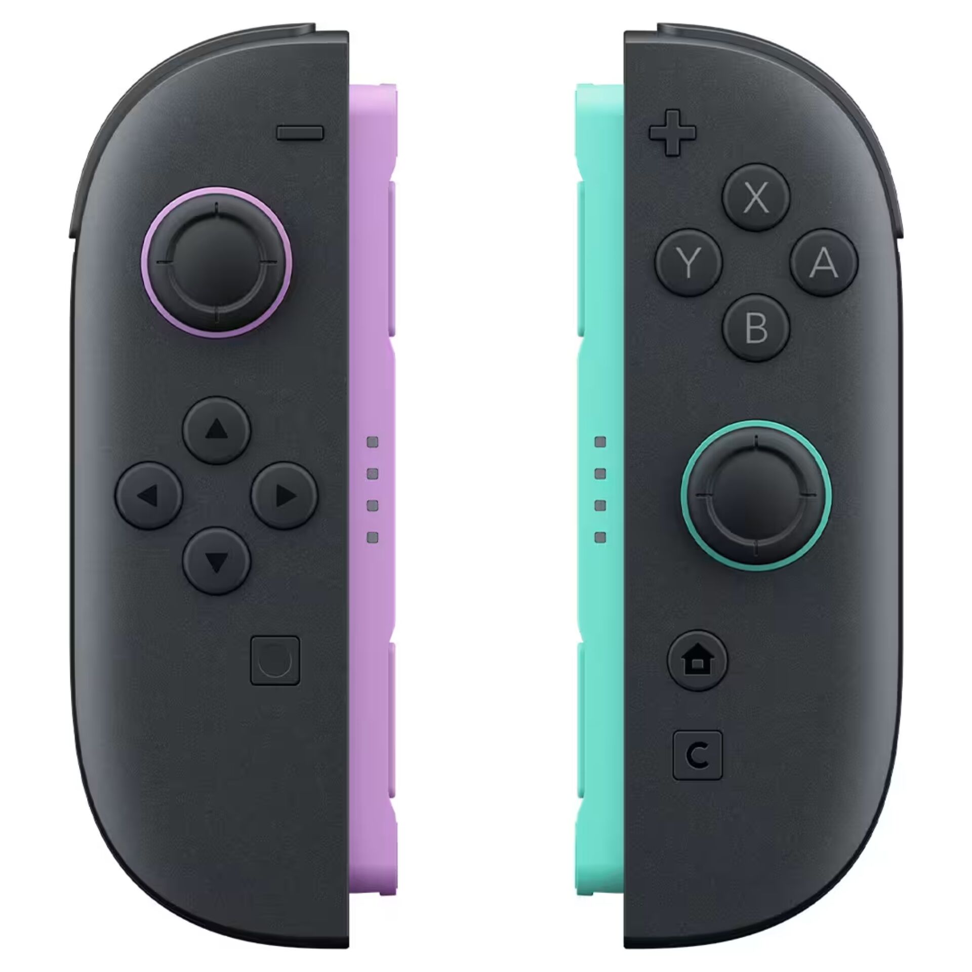 Spielcontroller, Joy-Con-Controller, schwarz, violette und türkise Akzente, Analogsticks
