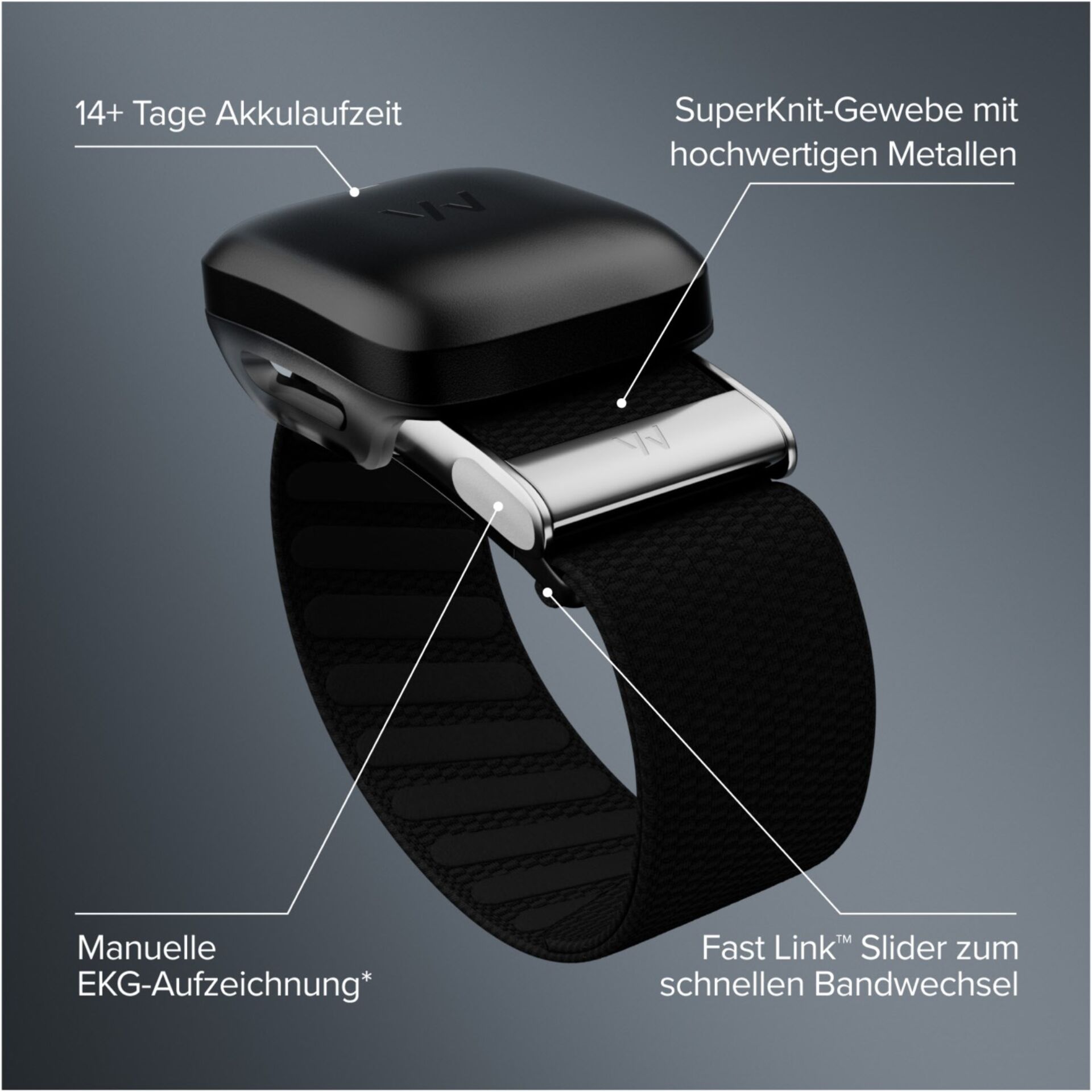 Smartwatch, Armband, Herzfrequenz, EKG-Aufzeichnung, Metall