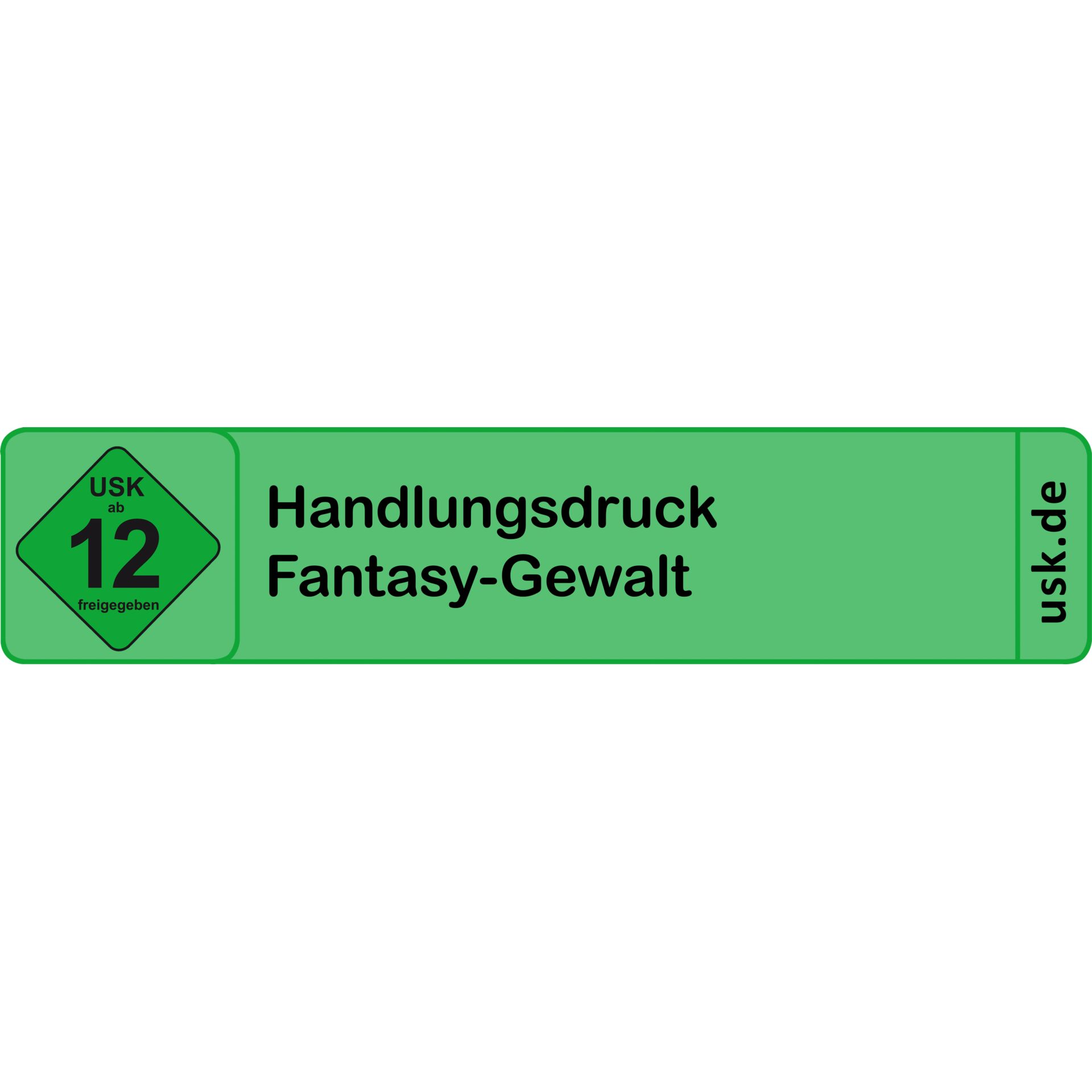 Handlungsdruck, Fantasy-Gewalt, USK 12, Sichtblender, Sticker-Barrierefreiheit