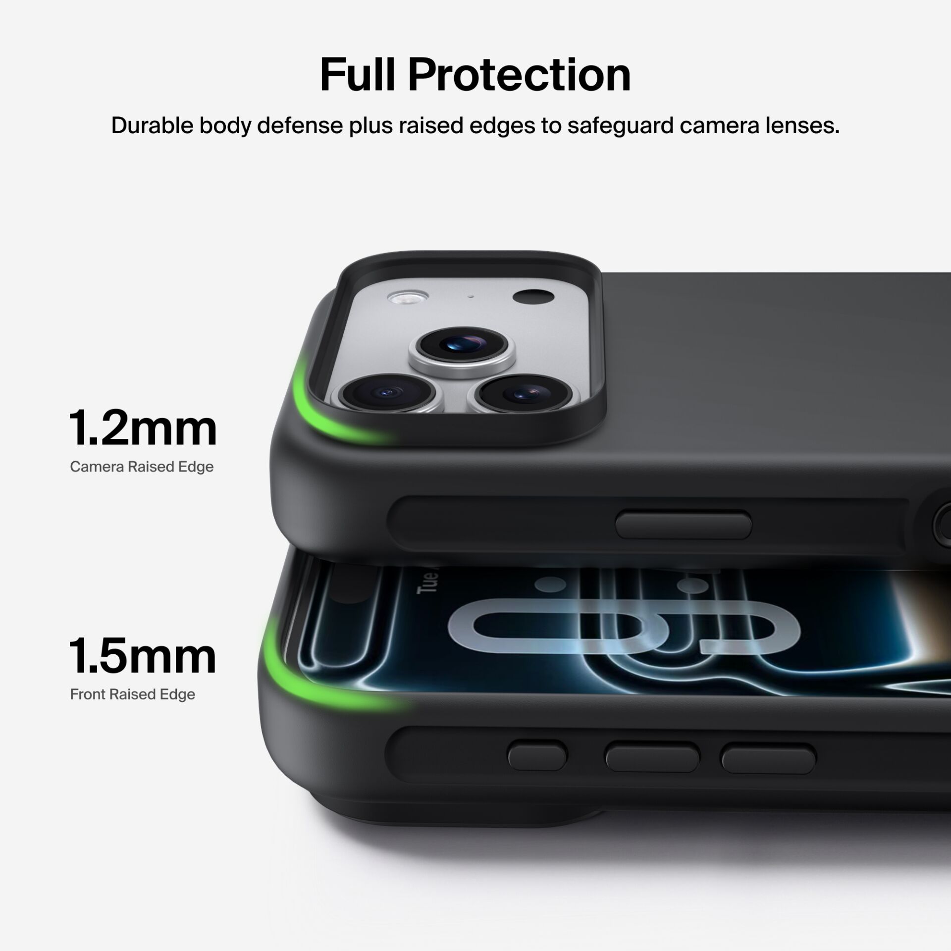 case, phone case, camera protection, raised edges, protective bumper