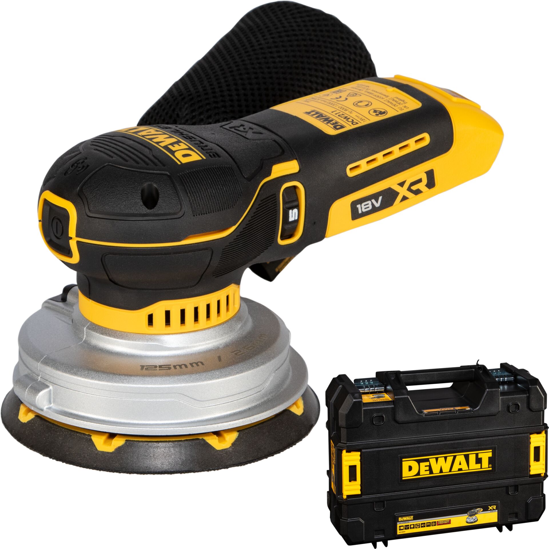 Exzenterschleifer, Akku-Schleifer, 18 Volt, 125-mm-Schleifteller, Transportkoffer