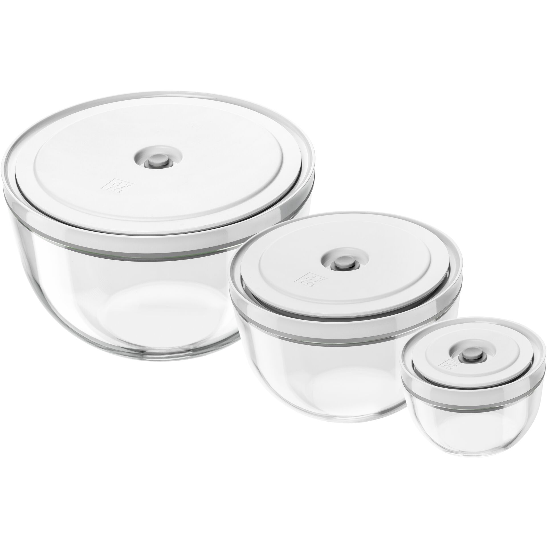 Vakuumbehälter, Glasbehälter, weißer Deckel, luftdichter Verschluss, 3er-Set