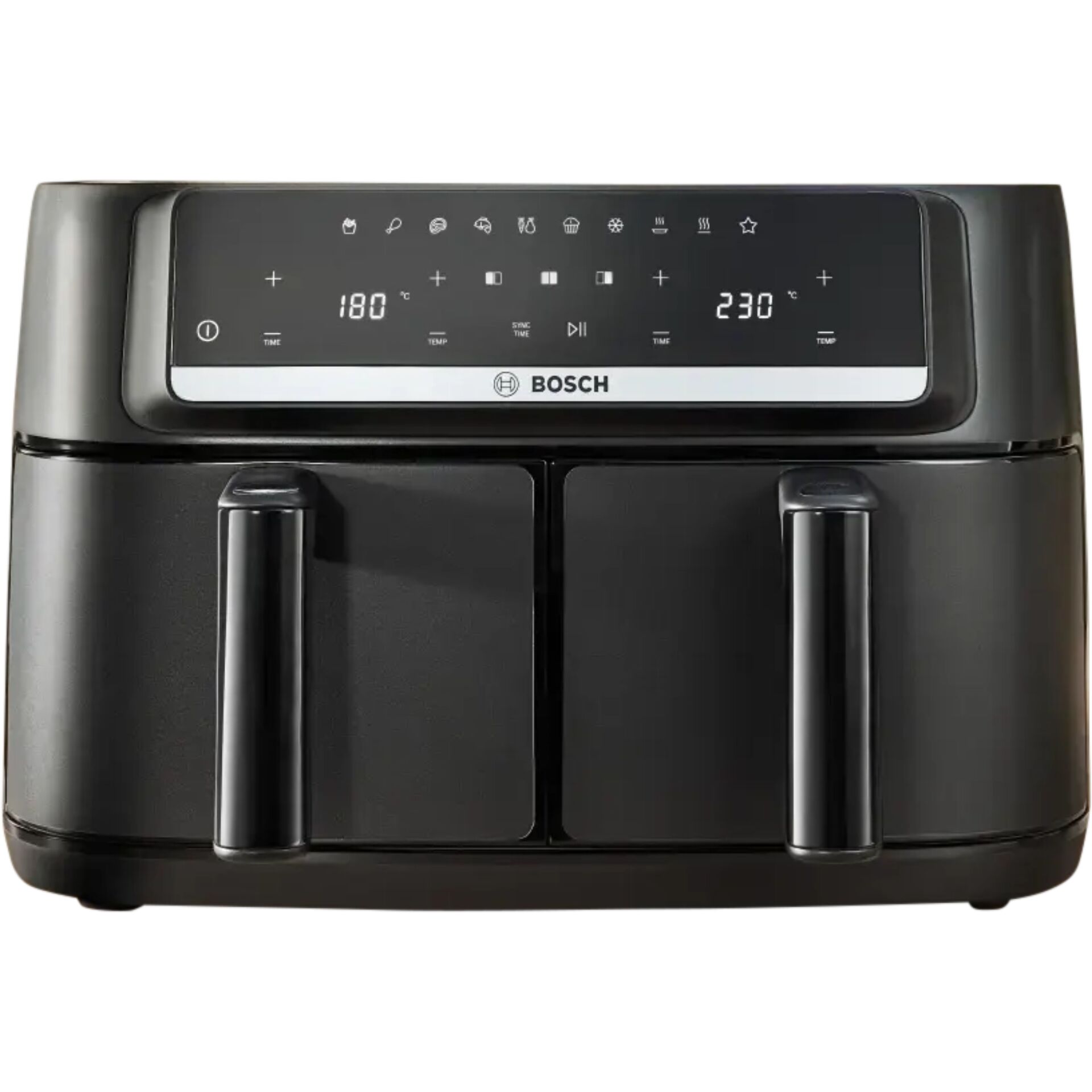 Air fryer, Digitale Steuerung, Schwarz, Doppel-Behälter, Bosch Modell, Air fryer, Zwillingskorb, Digitale Steuerung, Schwarz, Koscher?
