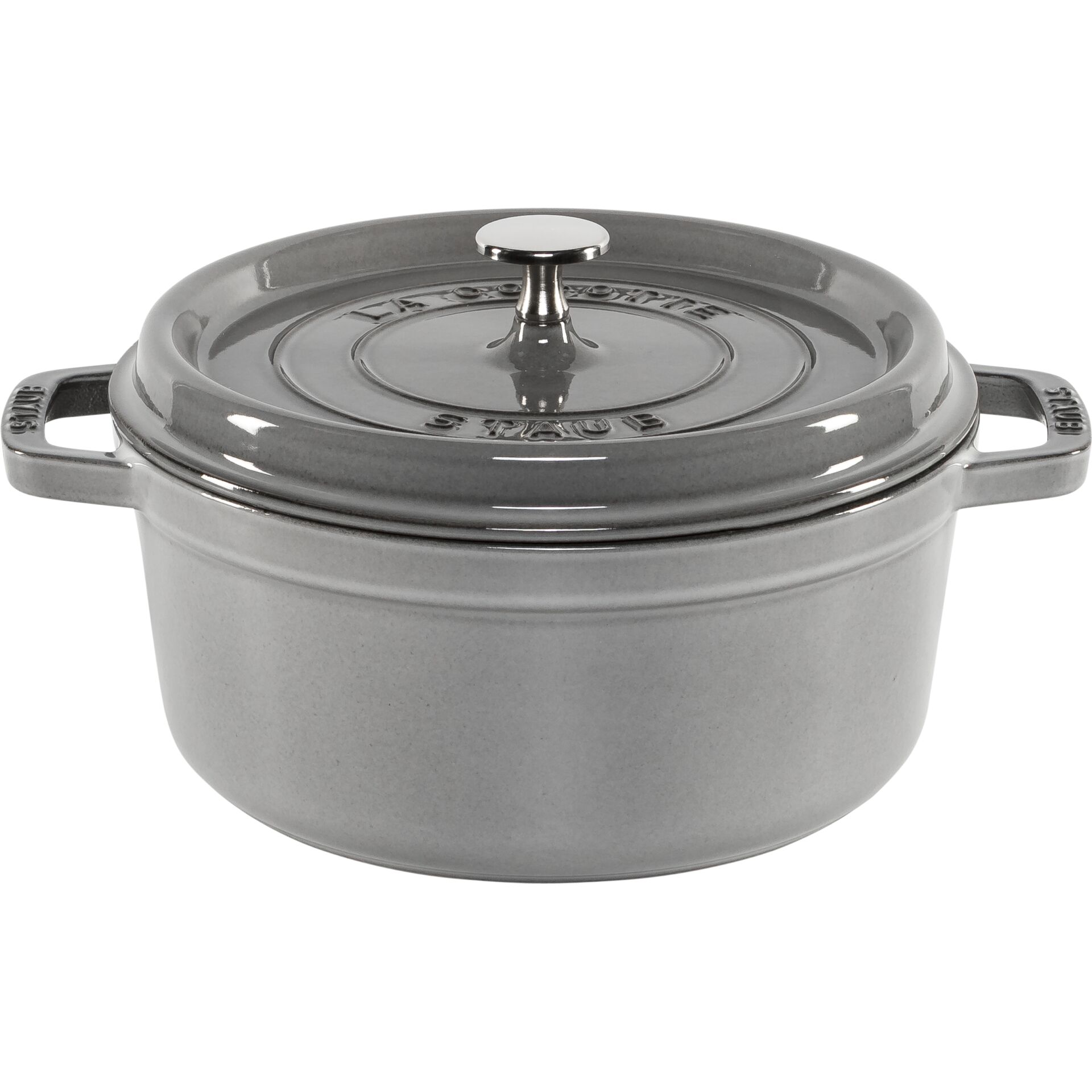 Stieltopf, Kasserolle, Einteilige Deckel, Gusseisen, grau