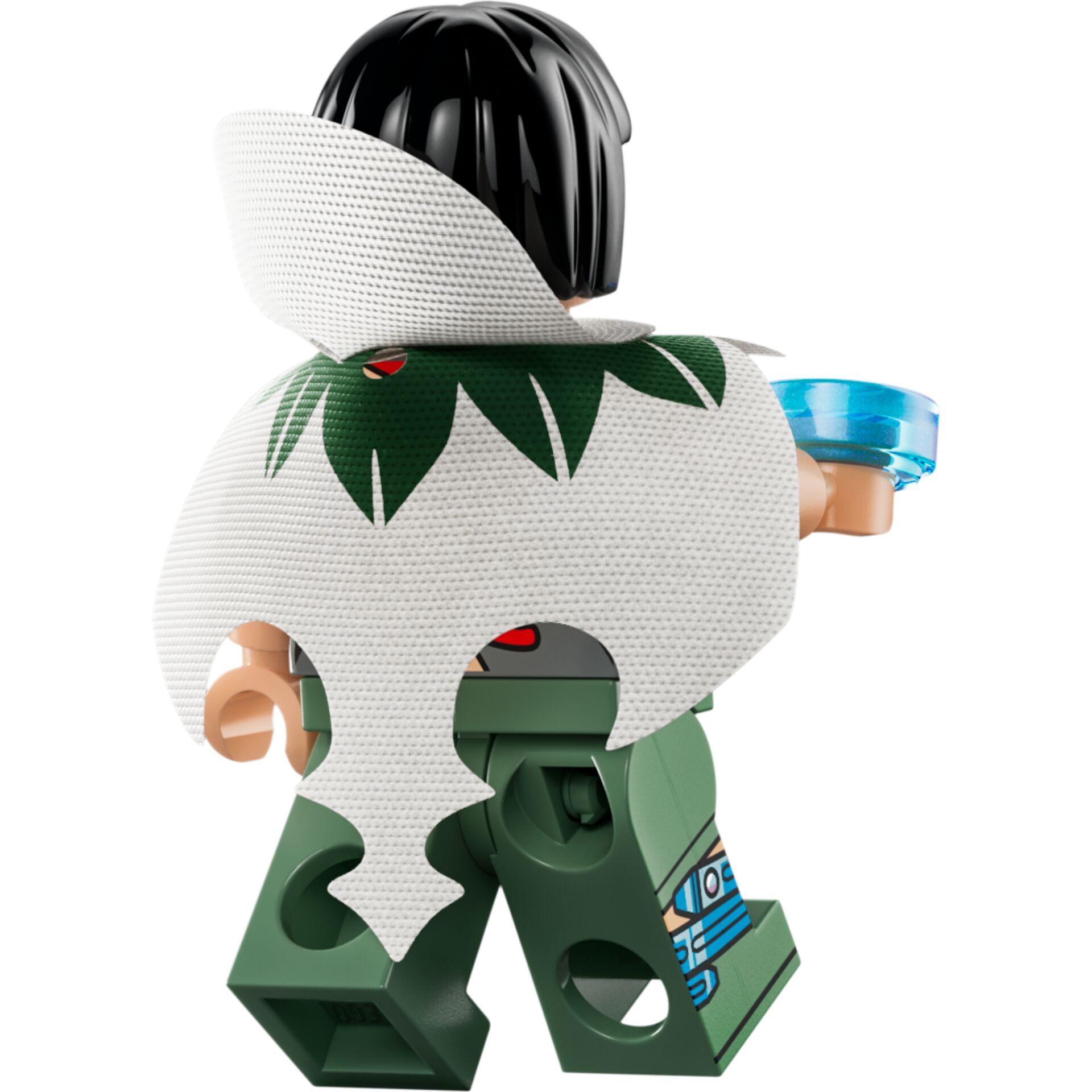 minifigure, lego, grüne hose, weiße cape, wasserflasche