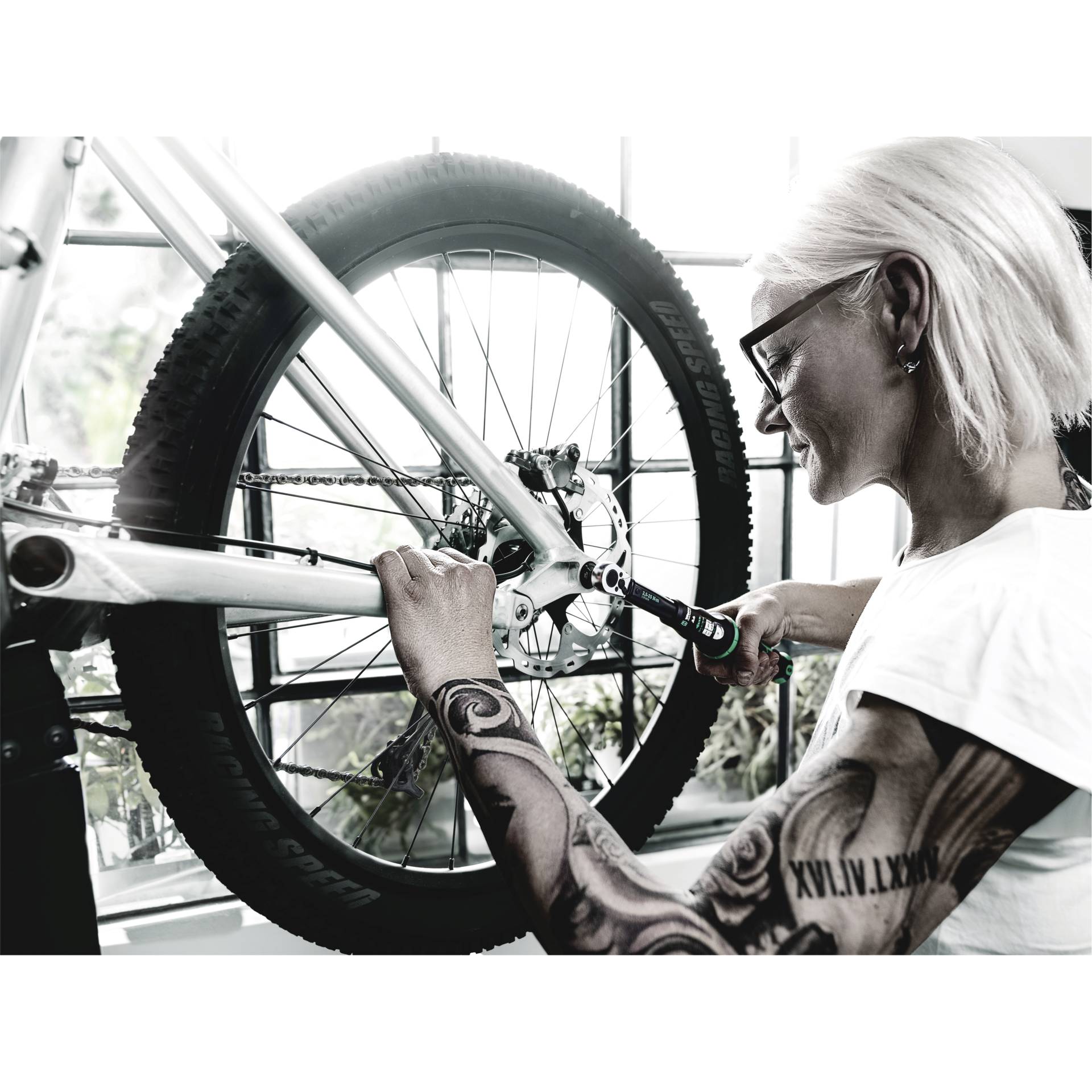 Sprach, Rad, Person, Tätowierung, Frau