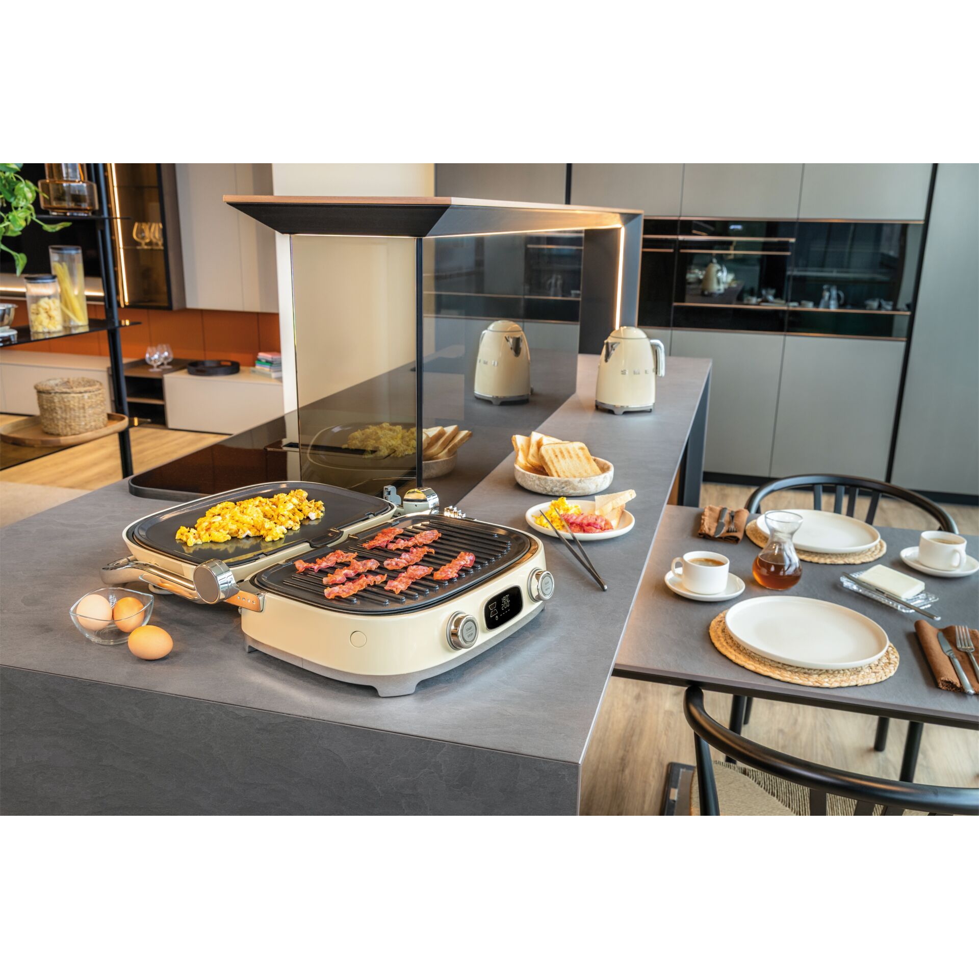 Grillplatte, Eier, Brot, Küche, Haushaltgerät