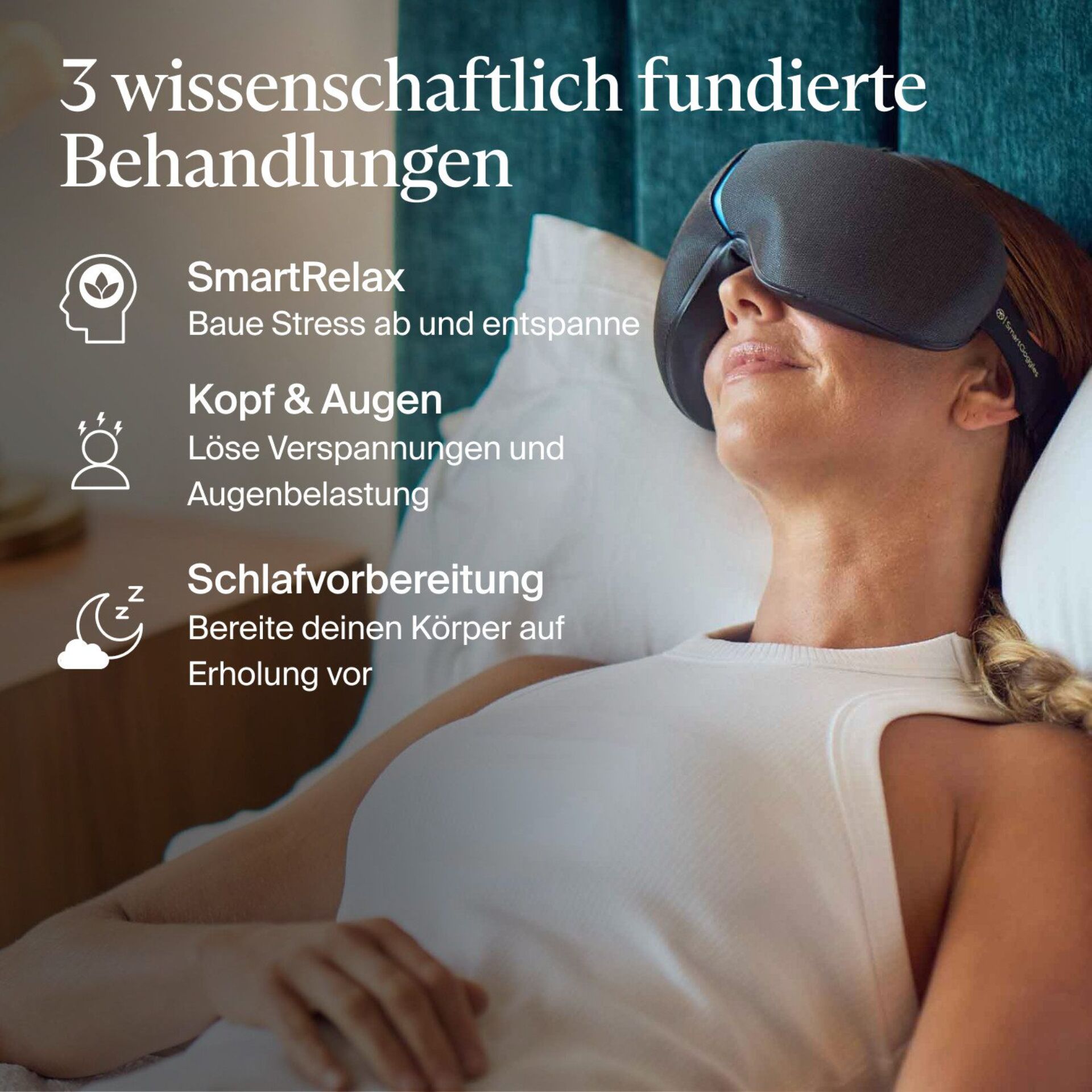 VR-Headset, Schlafvorbereitung, Entspannung, Kopf & Augen, Wellness