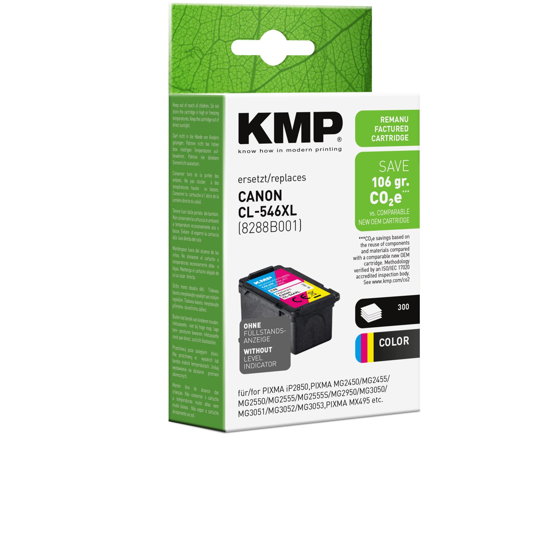 Computerausrüstung, Elektronik, Hardware, Adapter, QR Code, Tintenpatrone, KMP, Canon CL-546XL, Farbig, Nachfüllkartusche